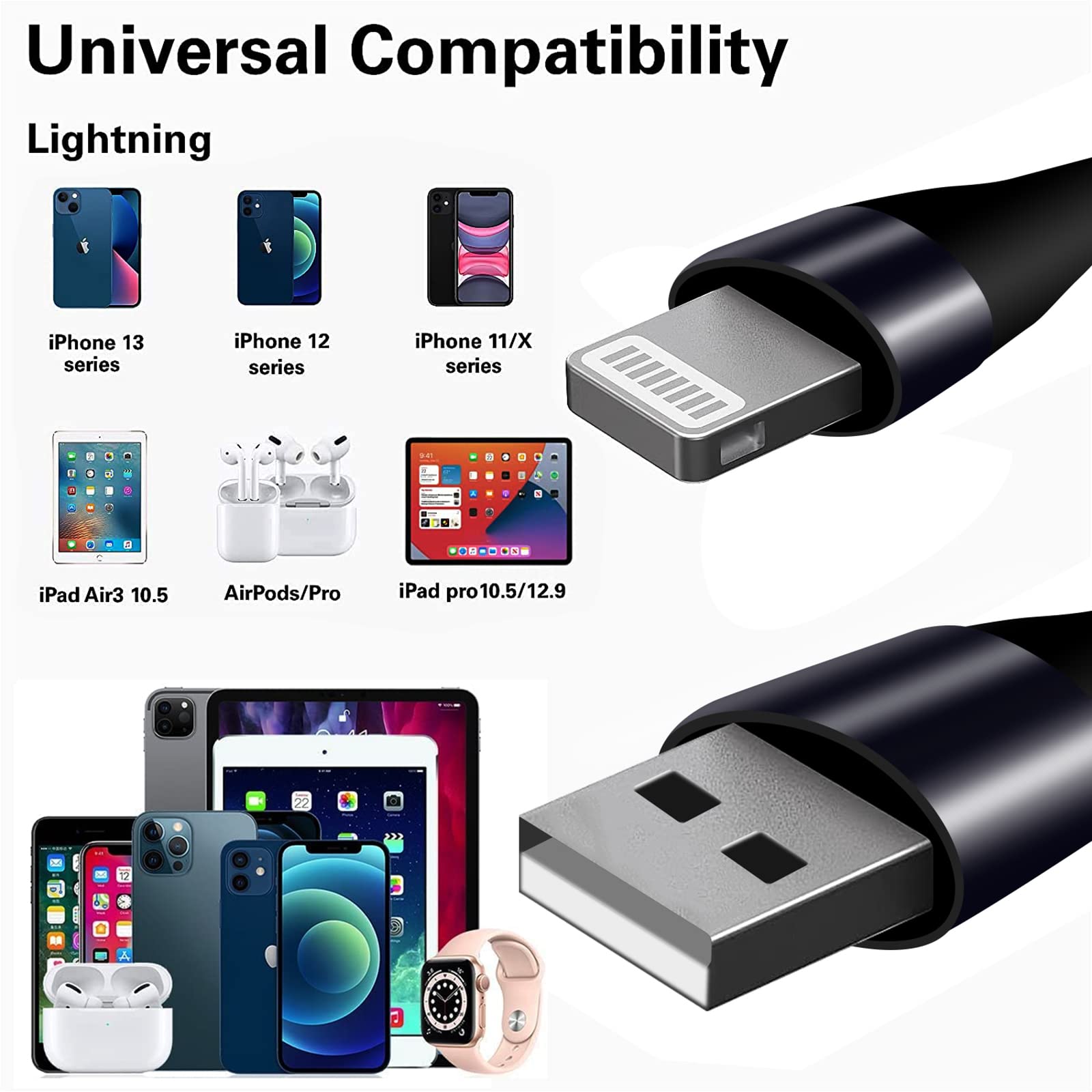 2 Pack MFi Certified Coiled Lightning Cable for Car - 6ft USB to Lightning Charging Cable Compatible with iPhone 13/12/11/XS/XR/8 & iPad - Perfect for CarPlay, Road Trips & Daily Charging