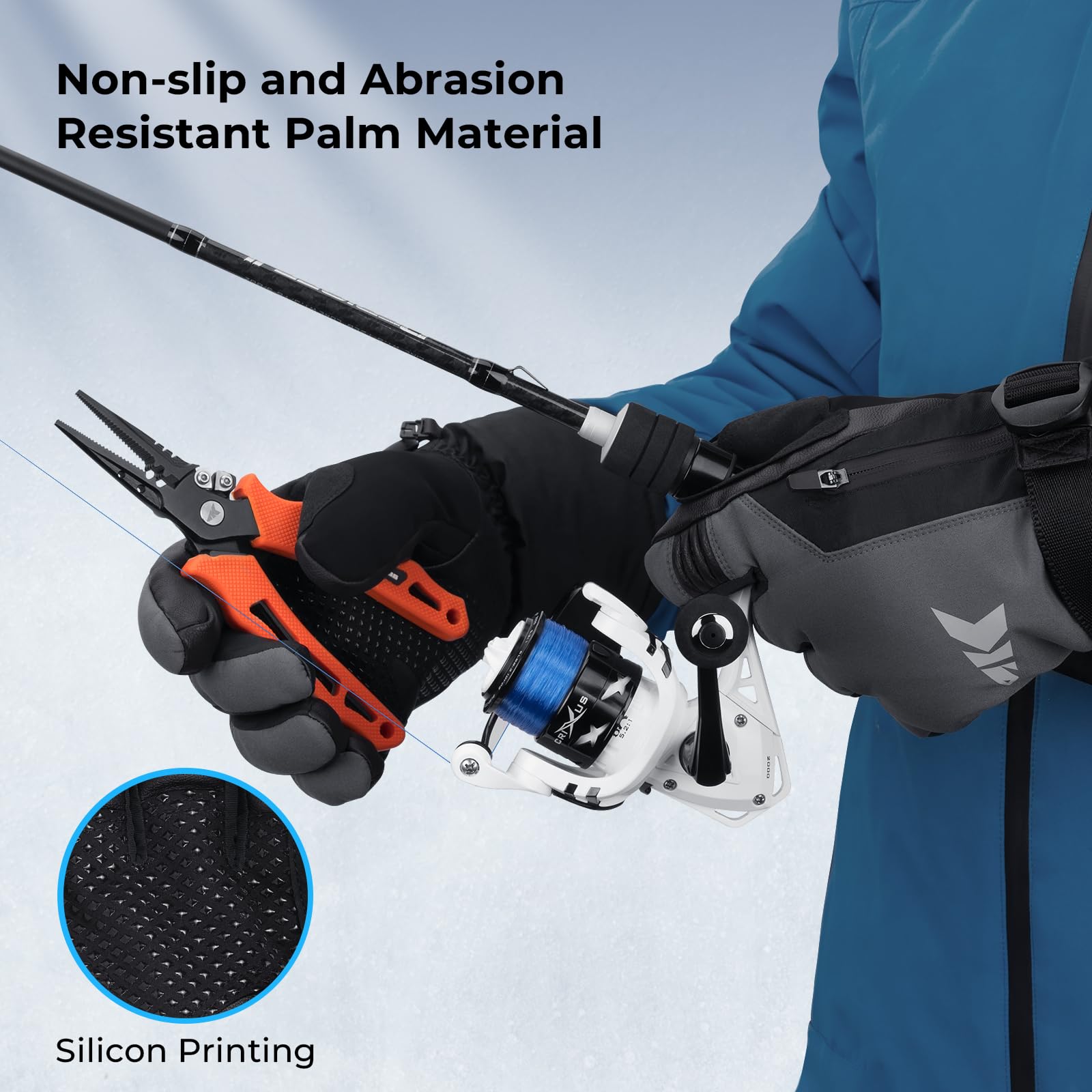 KastKing IceRiver Fishing Gloves - 100% Waterproof Cold Weather Gloves for Men & Women - Durable Winter Gloves for Ice Fishing, Hunting & Outdoor Sports - Perfect for Skiing, Snowboarding & Winter Adventures