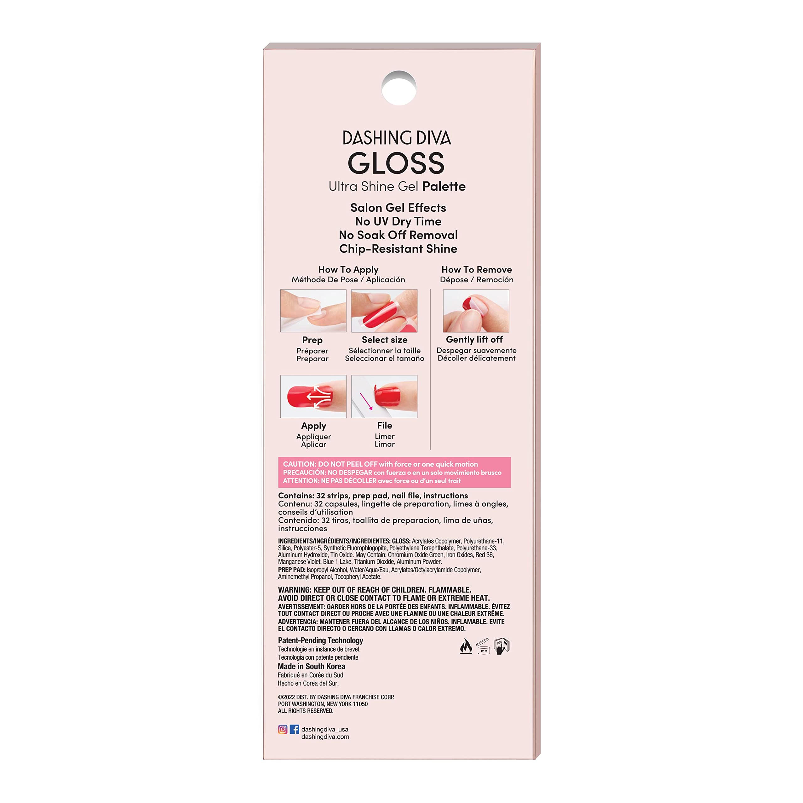 Dashing Diva Gloss Nail Strips - Wild Flower Floral Design | 32 UV-Free Long Lasting Nail Wraps with Pink Accent Nails | Includes Prep Pad & Nail File | Perfect for Home Manicures, Parties, and Special Occasions