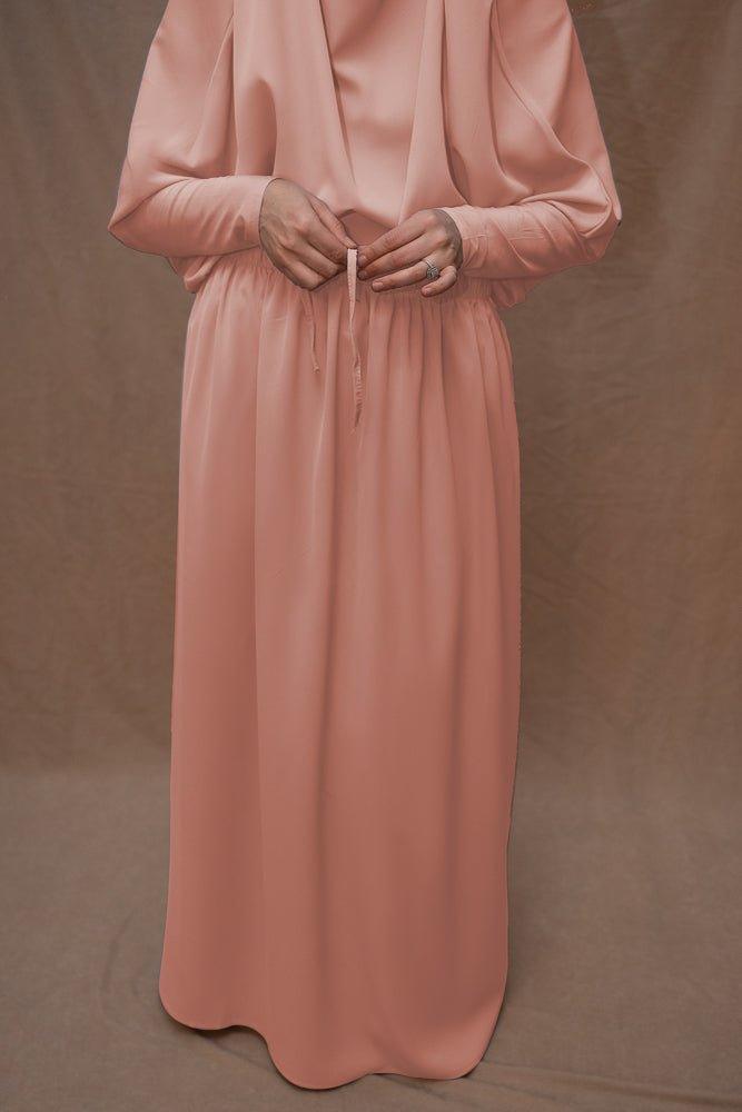 Pink Moira Prayer Umrah Gown with Niqab - Modest Islamic Abaya for Women | Perfect for Hajj, Umrah & Daily Prayers