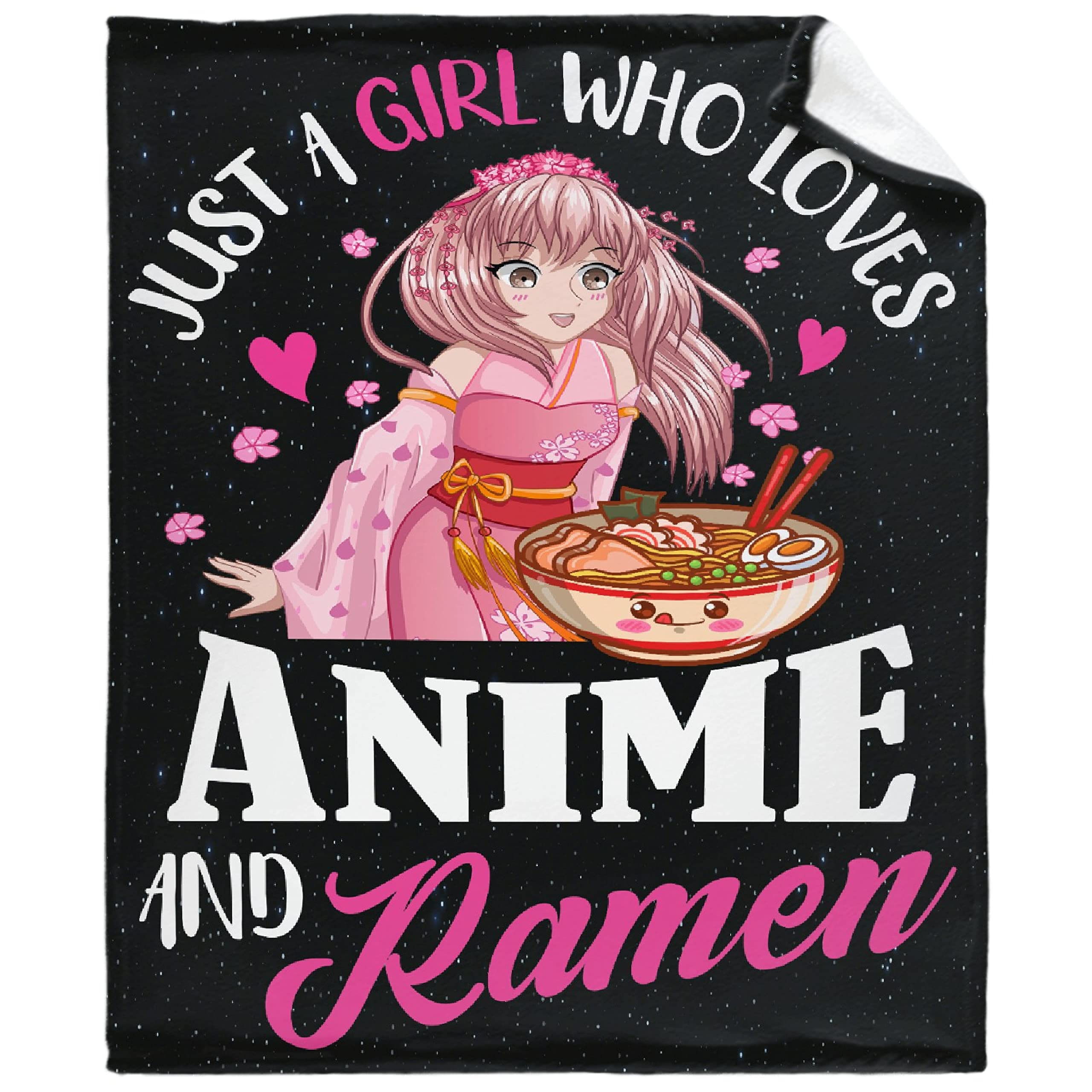 Soft Plush Anime & Ramen Fleece Throw Blanket - 90x120in Warm Cozy Flannel Quilt for Women, Girls & Anime Lovers - Perfect Gift for Sofa, Bed, Couch & Family Movie Nights - Galaxy Design Ultra Fluffy Blanket for Winter Snuggles & Anime-Themed Rooms