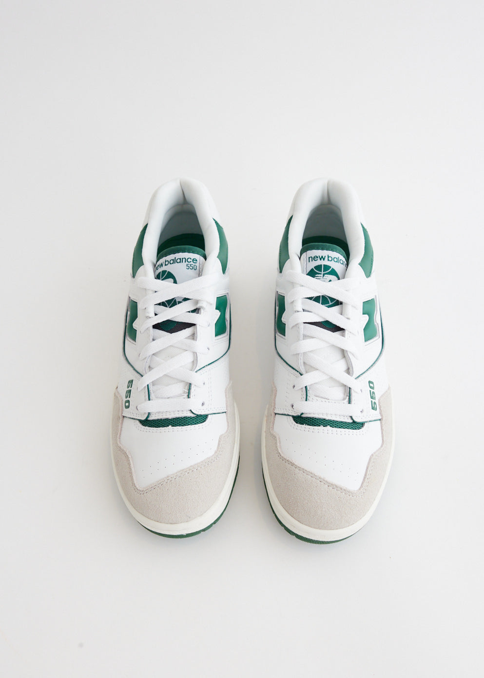 White and Green Sneakers for Men & Women - 550 Comfortable Running Shoes for Walking, Gym, and Casual Wear
