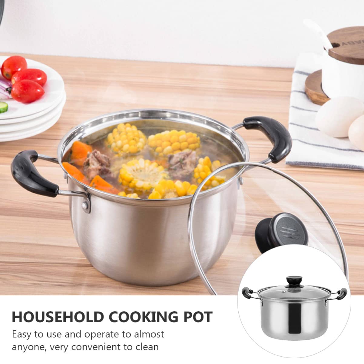 BESTonZON Stainless Steel Pasta Cooker Pot with Lid - 8QT Spaghetti Saucepan, Soup Stockpot for Cooking, Boiling, Stewing - Perfect for Kitchen, Restaurant & Home Use