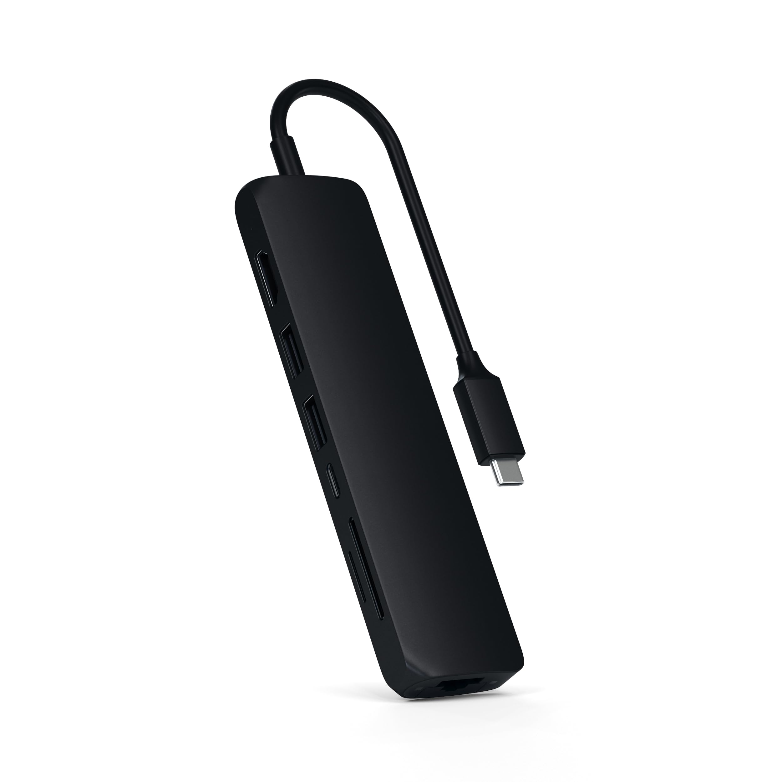 Satechi 7-in-1 USB C Hub Multiport Adapter with 4K HDMI, 60W PD Charging, Ethernet Port, USB-A Ports, SD/Micro Card Readers - Compatible with MacBook Pro/Air, Windows Laptops - Perfect for Home Office, Remote Work & Travel - Black