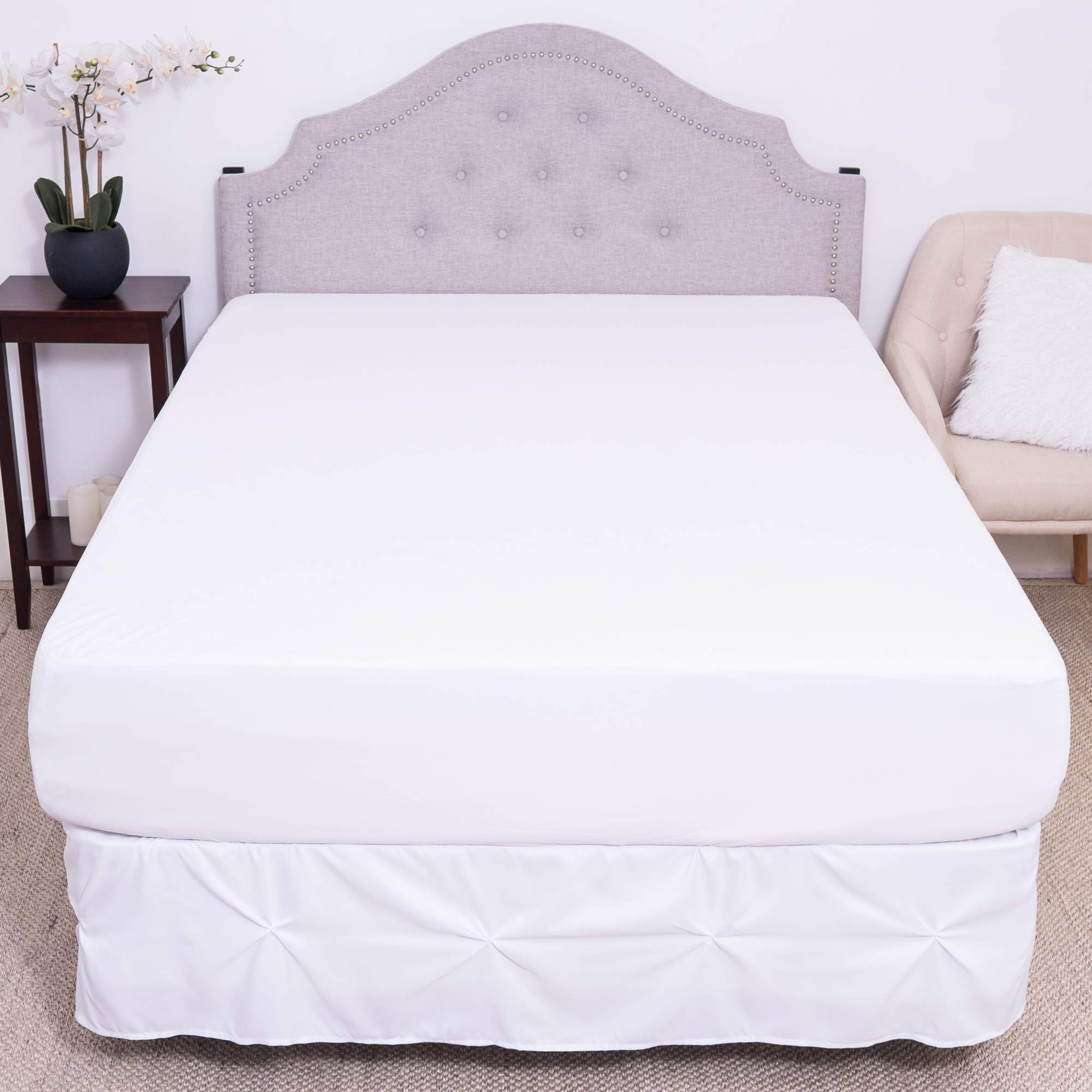 Premium Waterproof Mattress Protector Queen Size - Soft Cotton Cover with Membrane Back Coating - Protects Against Bedwetting, Stains & Allergens - Breathable & Hypoallergenic - White (Pack of 1) - Ideal for Kids, Elderly Care & Allergy Sufferers