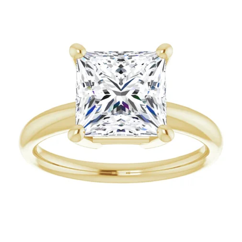 10K Solid Yellow Gold Handmade Engagement Ring - 2.0 CT Princess Cut Moissanite Diamond Solitaire Wedding Ring for Women, Bridal Proposal Jewelry Gift (Perfect for Anniversaries, Valentine's Day & Special Occasions)