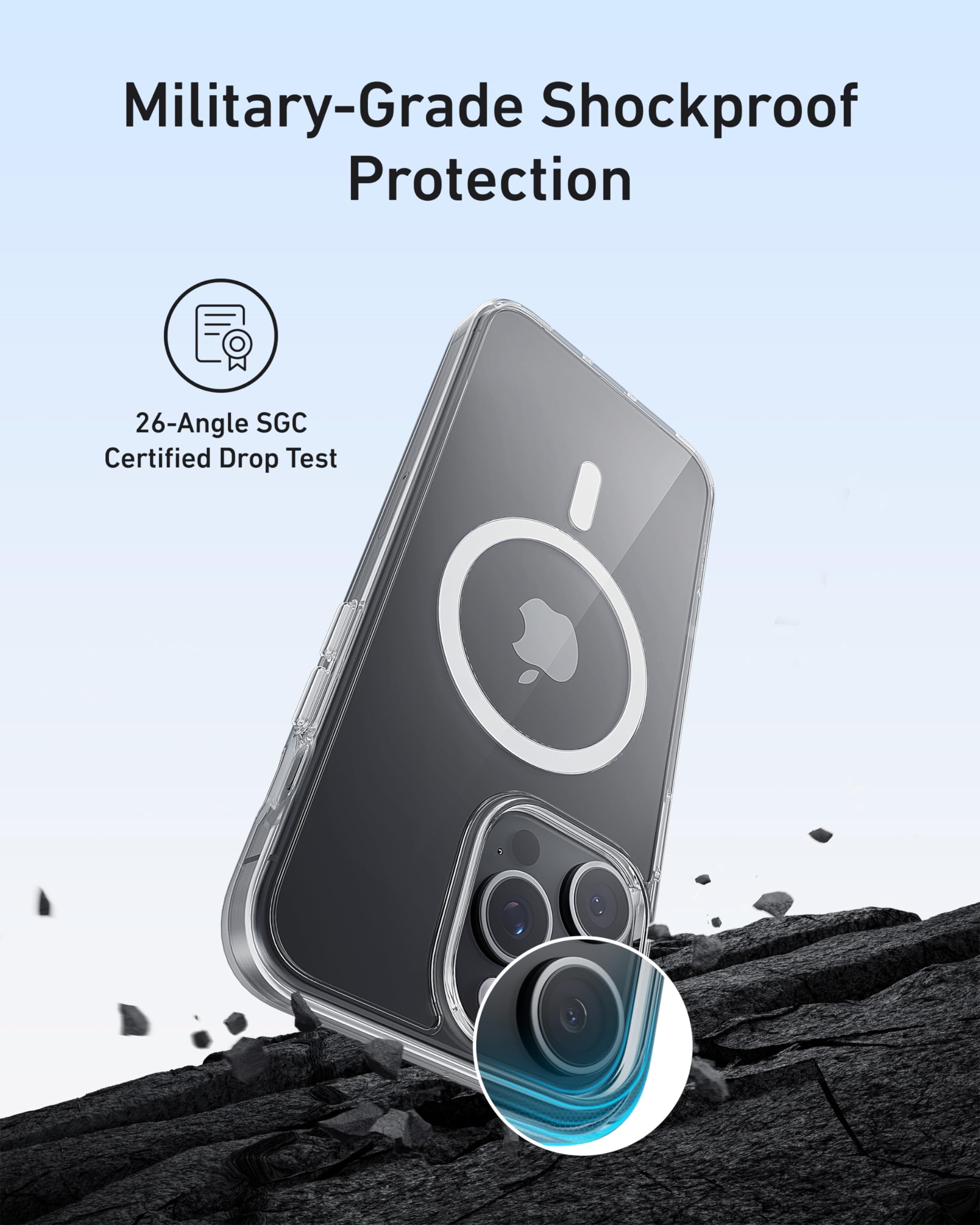 Anker Magnetic Phone Case for iPhone 13 Pro Max - Military-Grade Protection, MagSafe Compatible, Anti-Yellowing & Scratch-Resistant Clear Case | Perfect for Everyday Use, Travel & Wireless Charging