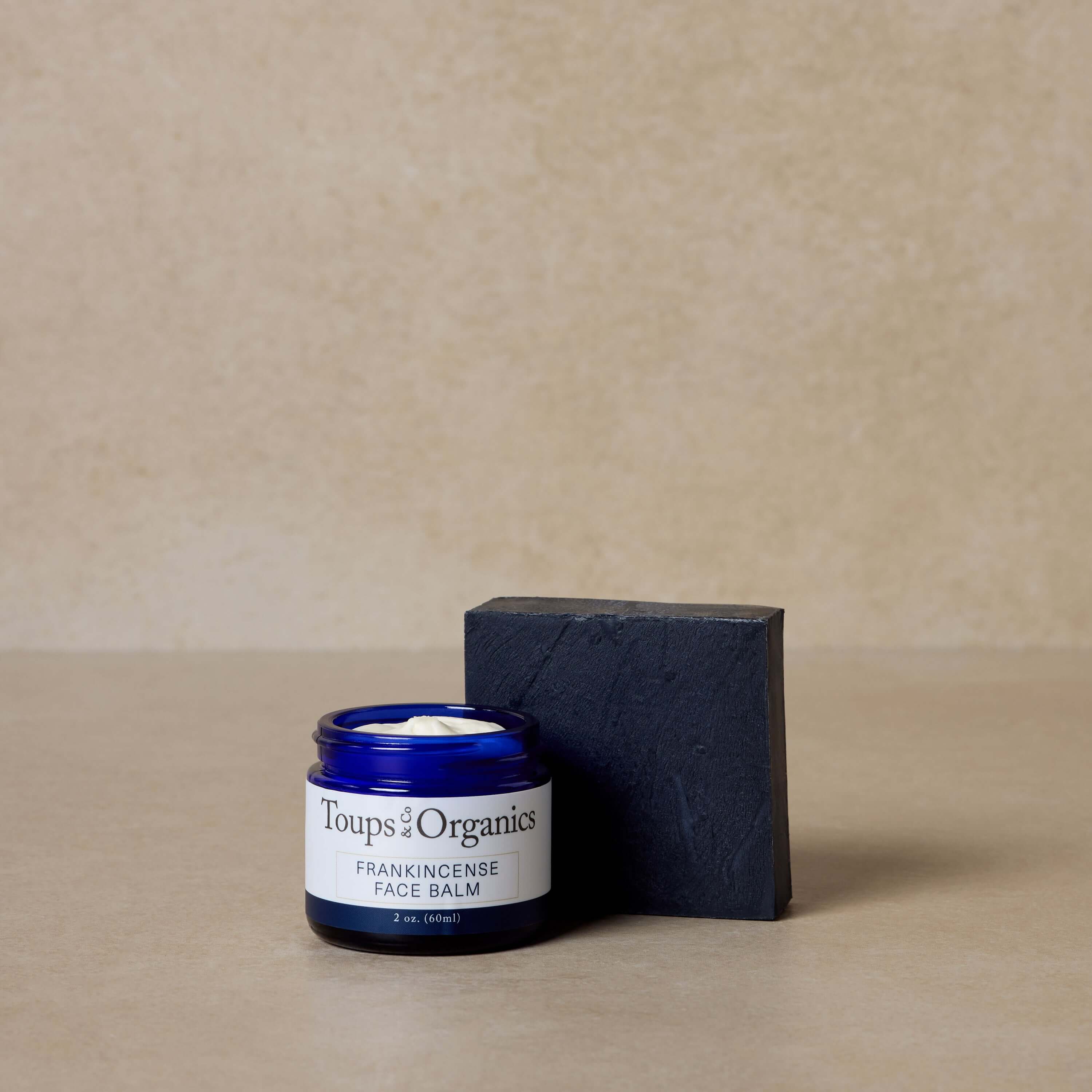 Organic Frankincense Face Balm & Activated Charcoal Soap Set - Natural Skincare for Acne & Blackheads - Perfect for Daily Cleansing & Nighttime Moisturizing Routine