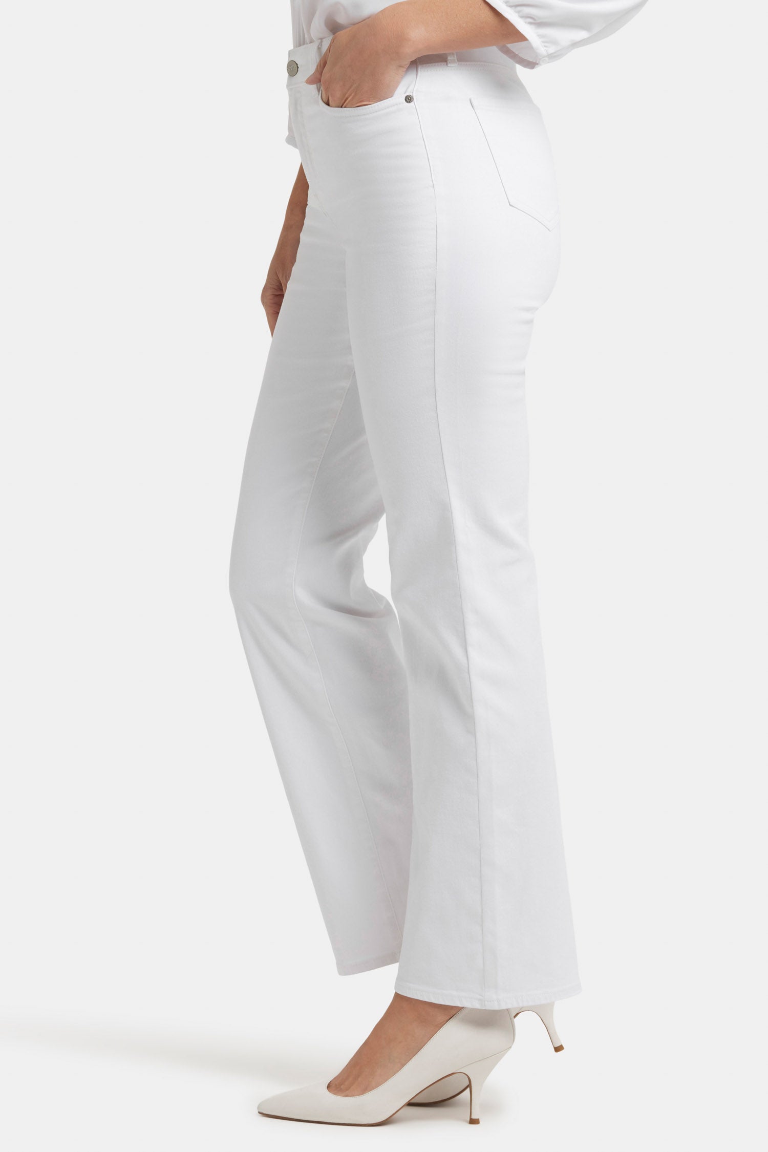 Blake Slim Flared Jeans for Women - High Waist Stretch Denim Pants in Optic White | Casual & Party Wear