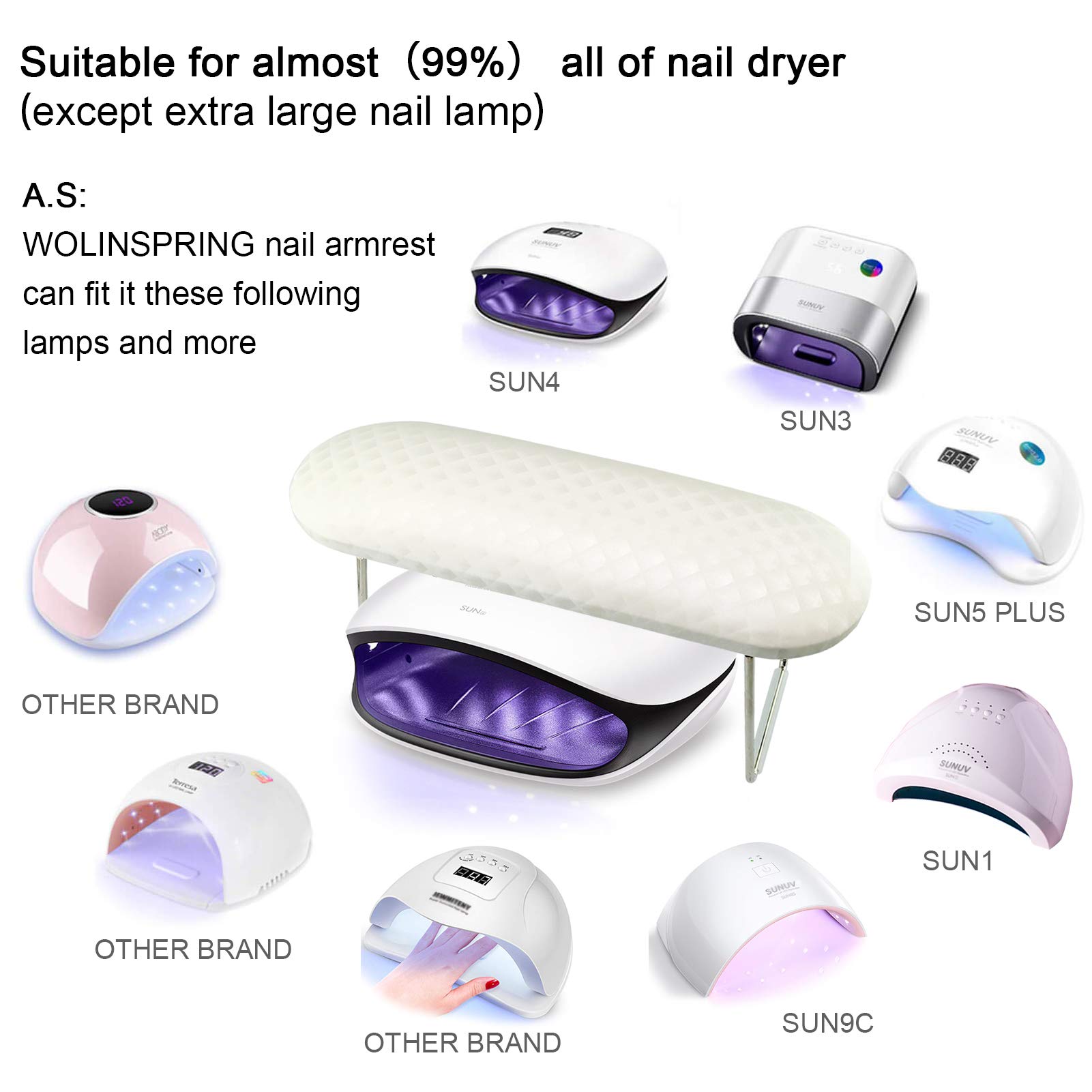 Professional Nail Arm Rest Hand Pillow - Soft Microfiber Leather Manicure Hand Cushion with Non-Slip Base for Nail Technicians | Perfect for Salon, Spa & Home Nail Care Stations (White)