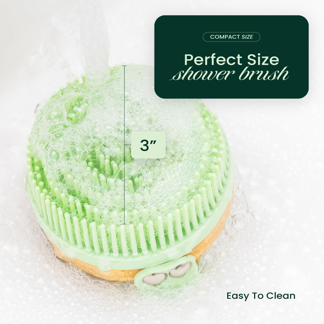 Premium Silicone Body Scrubber with Bamboo Base - Exfoliating Shower Brush & Loofah for Deep Cleansing - Ergonomic Bath Scrubber by Cuvered - Perfect for Sensitive Skin & Spa-Like Shower Experience