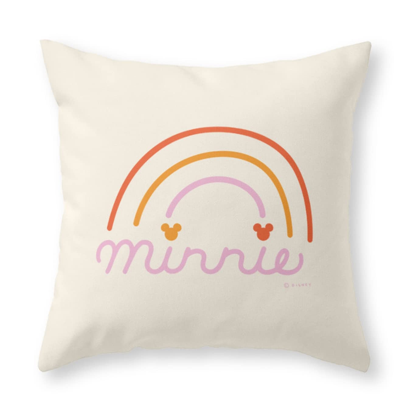 Disney Officially Licensed Rainbow Minnie Mouse Throw Pillow by Morgan Sevart - Soft Decorative Cushion for Sofa, Bed, Nursery & Home Decor