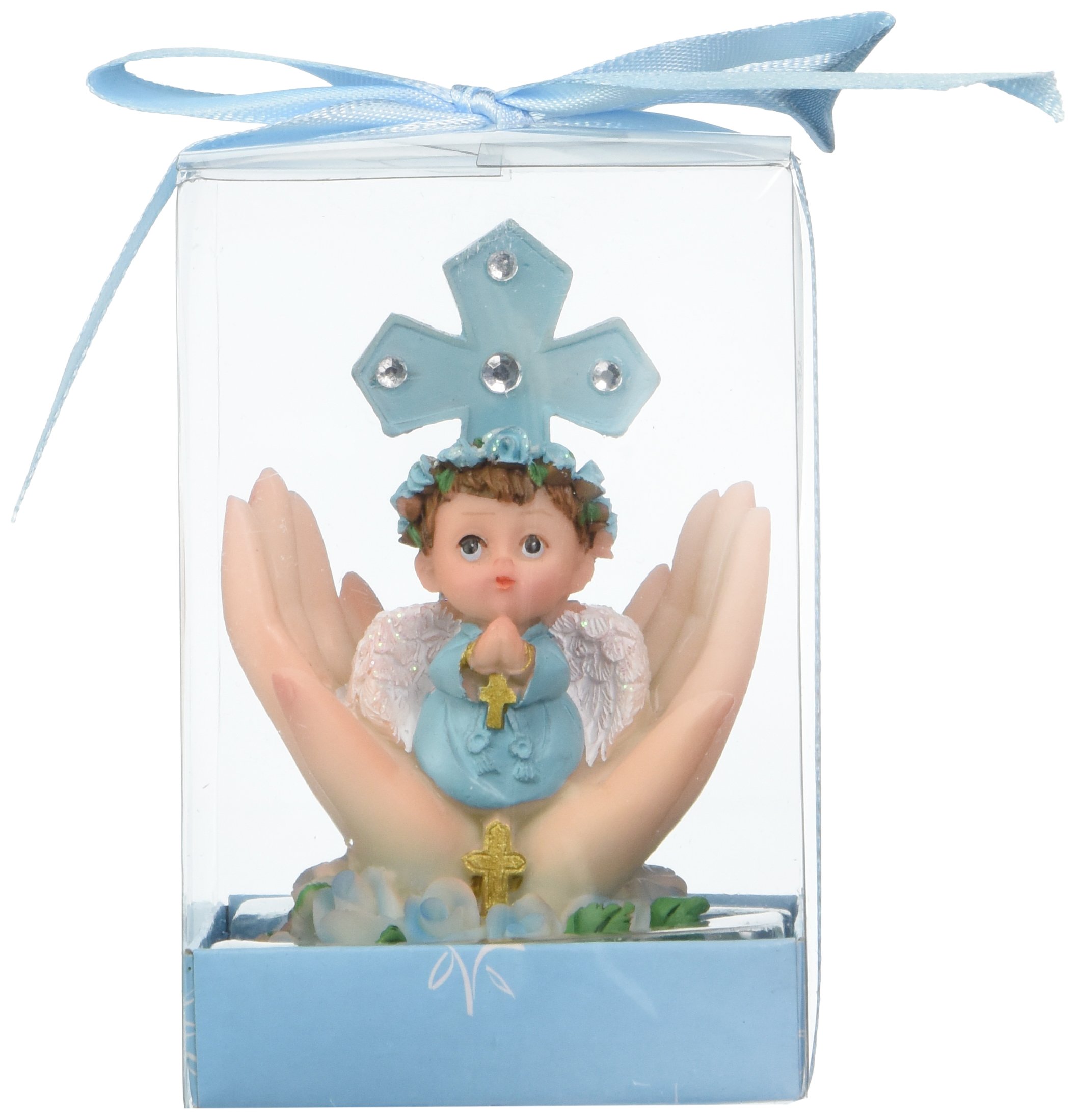 Lunaura 12-Inch Religious Baby Boy Figurine - Hand-Painted Praying Statue in Blue Outfit | Perfect for Baptism, Christening, First Communion & Religious Gift Giving