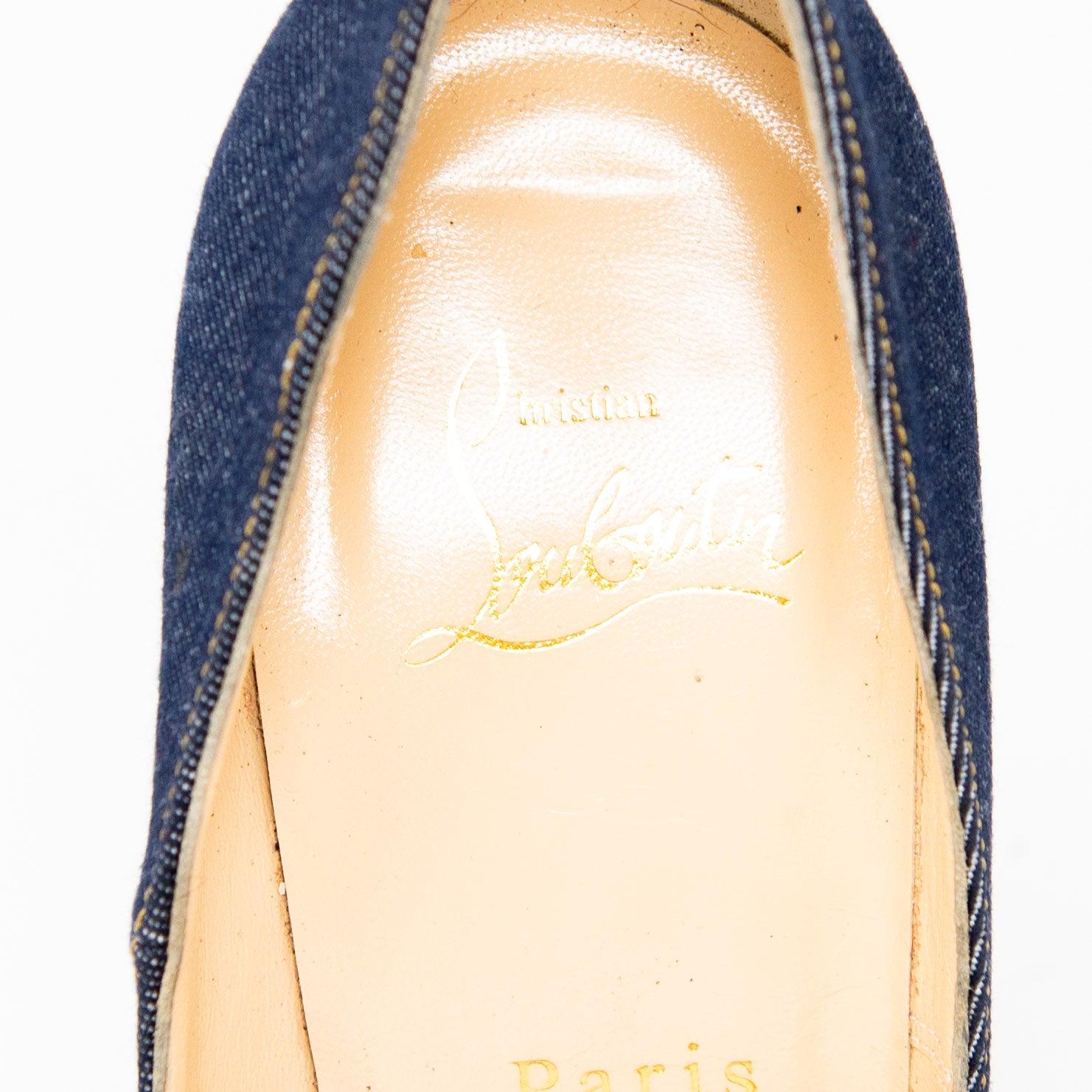 Christian Louboutin Blue Denim So Kate 100mm Pumps - Women's Luxury High Heels for Parties & Evening Events (Size 38)
