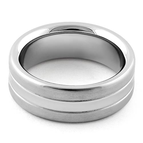 Premium Stainless Steel Double Groove Band Ring - Polished Center & Satin Finish - Durable Wedding Band, Anniversary Gift for Him/Her, Everyday Fashion Jewelry