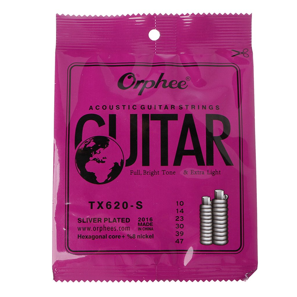 BQBQERT TX620-S 6-Pack Acoustic Guitar Strings Set (010-047 Gauge) - Extra Light Tension, Anti-Rust Coating for Long-Lasting Performance | Perfect for Beginners, Practice & Live Performances