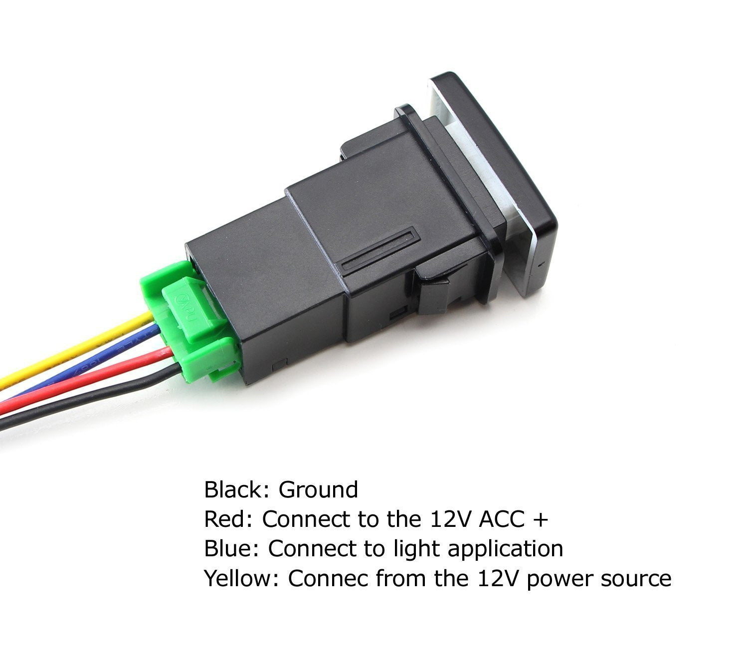 12V 4-Pole Push Button Switch with LED Indicator - Waterproof, Heavy Duty, for Car, Boat, RV, and Industrial Equipment