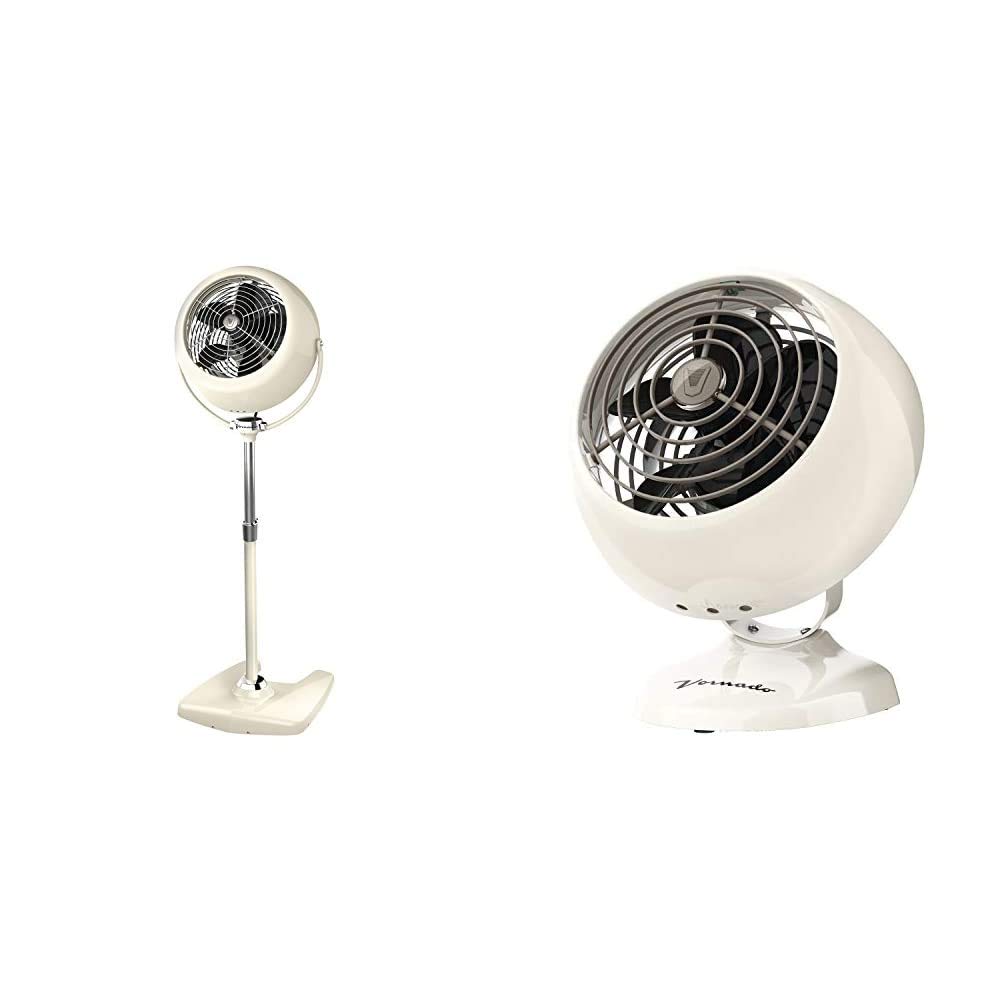 Vornado VFAN Sr. Pedestal Fan & VFAN Mini Classic Personal Vintage Air Circulator - White Retro Style for Home, Office & Bedroom Cooling