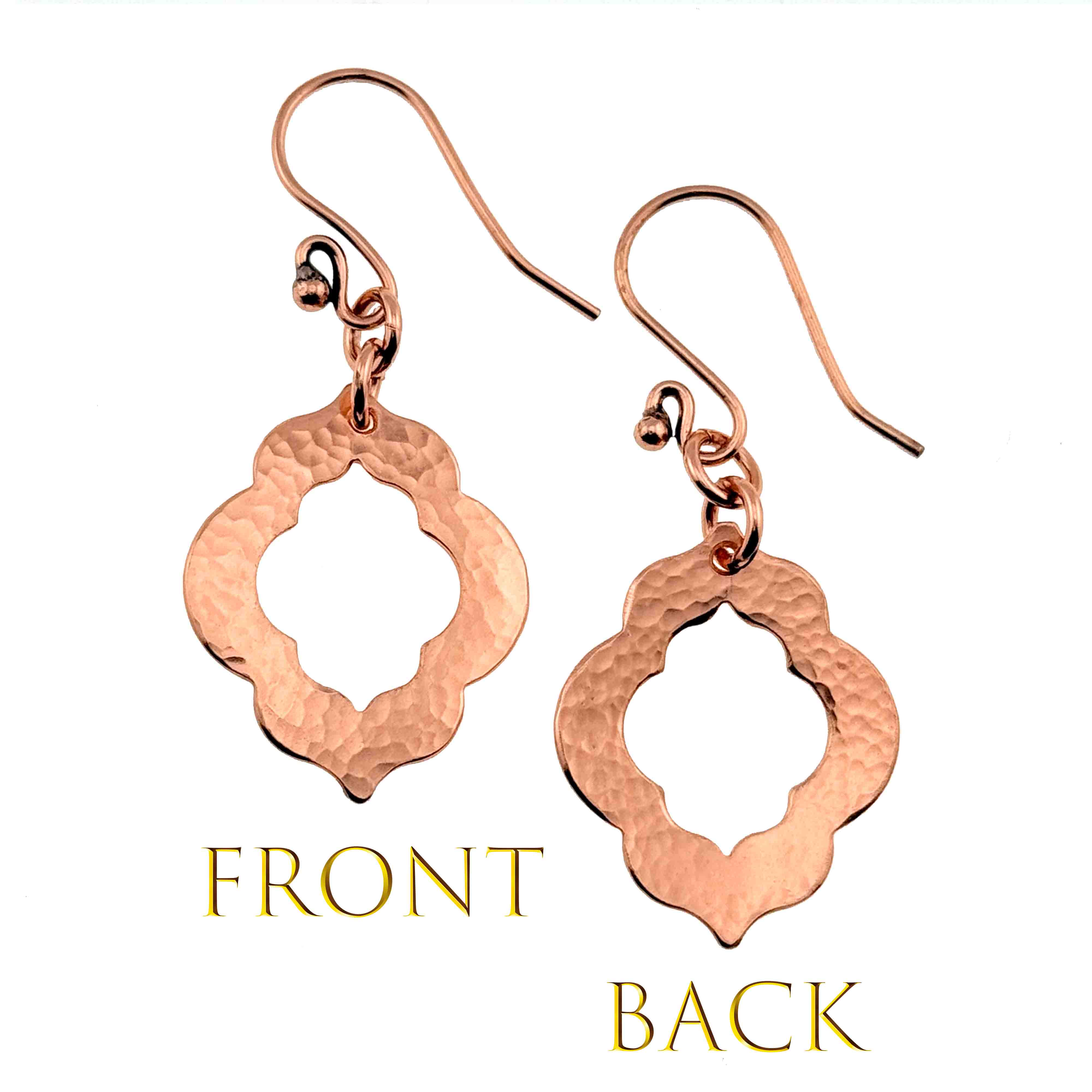 Handmade Hammered Copper Quatrefoil Dangle Earrings - Boho Chic Jewelry for Women, Gift for Her - Perfect for Weddings, Parties & Everyday Wear