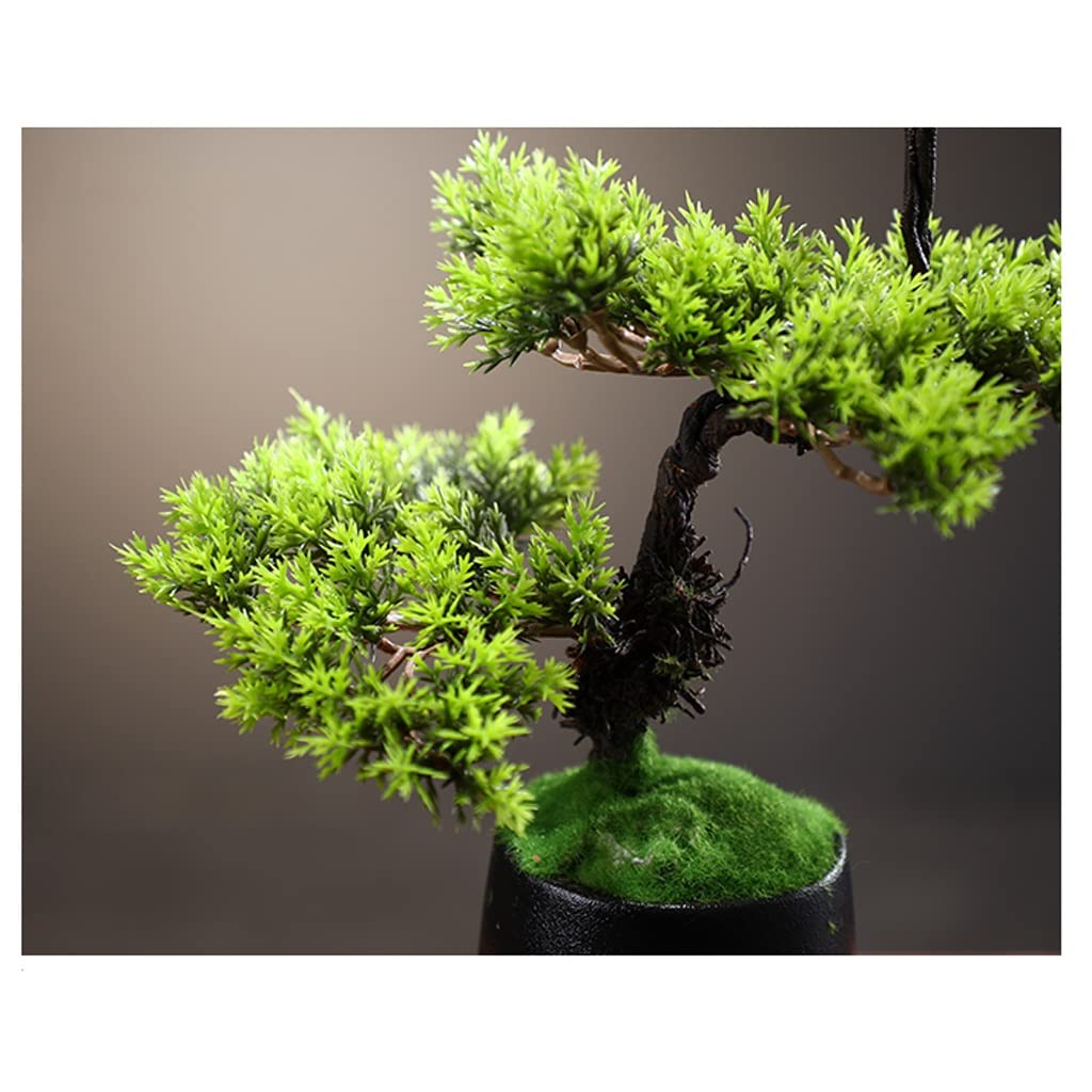 Artificial Bonsai Tree - Realistic Fake Pine Plant for Home & Office Decor - Desktop Zen Garden Centerpiece (13.78x16.93in) - Perfect for Living Room, Bedroom, Office Desk & Meditation Spaces