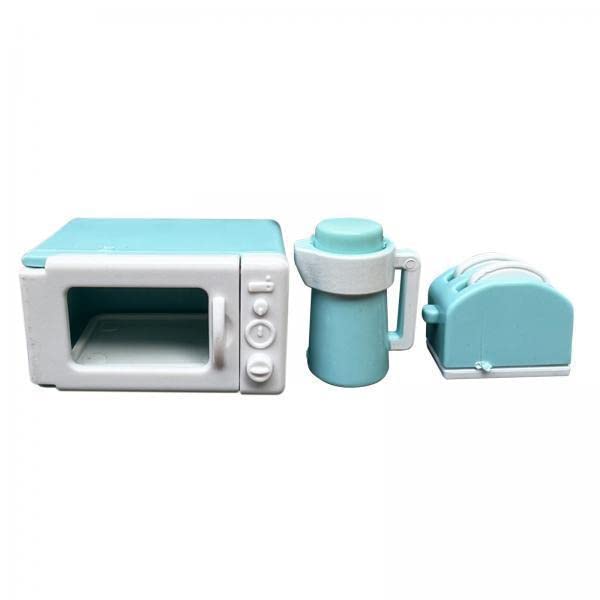 Menolana 3X 1:12 Scale Miniature Dollhouse Kitchen Set with Bread Machine - Realistic Pretend Play Furniture Props for Home Decor, Kids Gifts & Collectibles - Perfect for Dollhouse Enthusiasts, Children's Role Play & Miniature Room Displays
