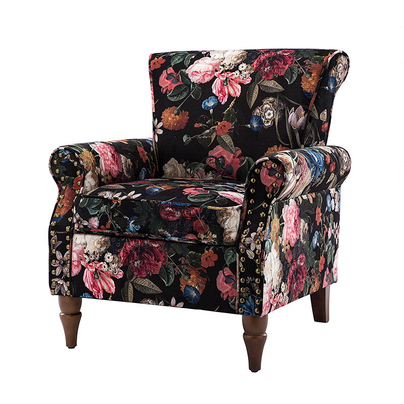 Artemisa Modern Floral Pattern Upholstered Armchair - Comfortable Living Room Accent Chair for Home Office & Lounge Decor