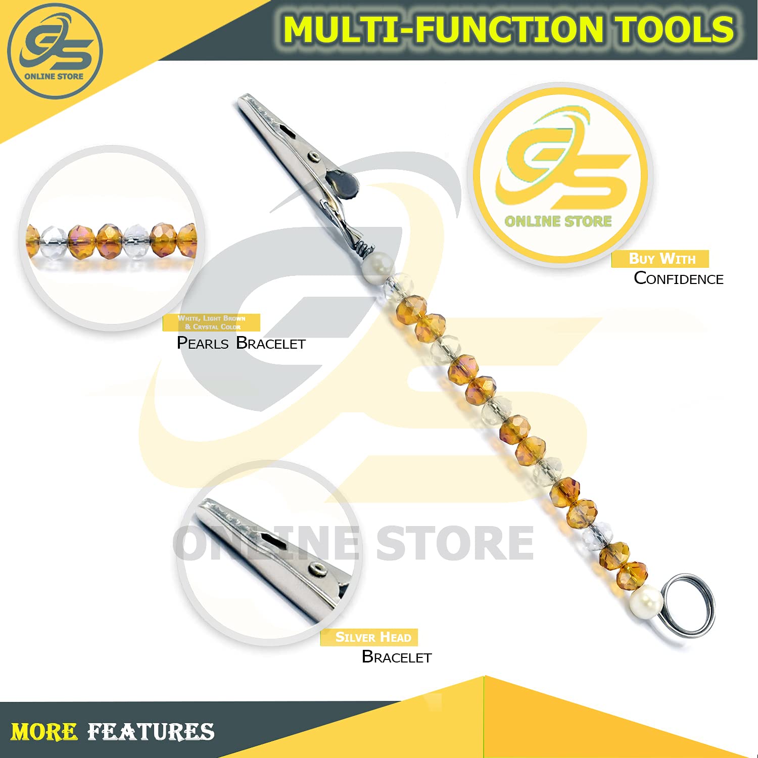 G.S Bracelet Helper - Jewelry Fastening Aid for Bracelets, Watches & Necklaces - Easy to Use Watch & Jewelry Clasp Tool - Perfect Gift for Women (6.5 Inches) - Ideal for Arthritis Sufferers & Solo Jewelry Wearers