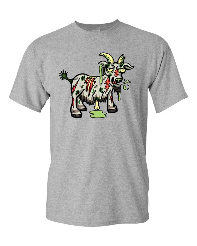 Zombie Goat Undead Animals Graphic T-Shirt for Adults | Horror & Halloween Costume Party Outfit