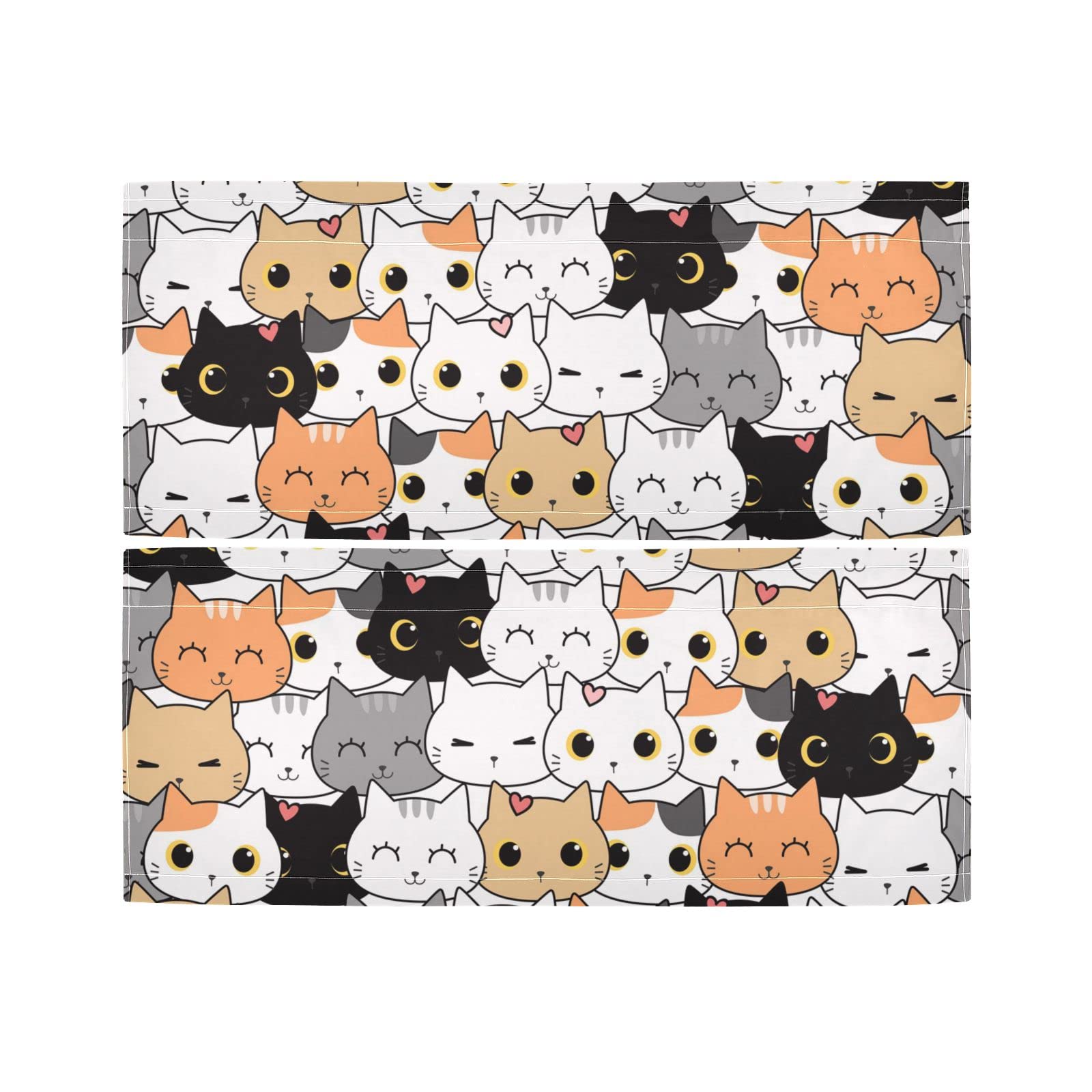 Sinestour Cat Kitten Cartoon Kitchen Curtains - Washable Short Cafe Curtains for Small Windows (57x36 Inch, 2 Panels) - Perfect for Farmhouse, Kitchen, Bathroom & Basement Half Windows | Cute Home Decor & Window Treatment