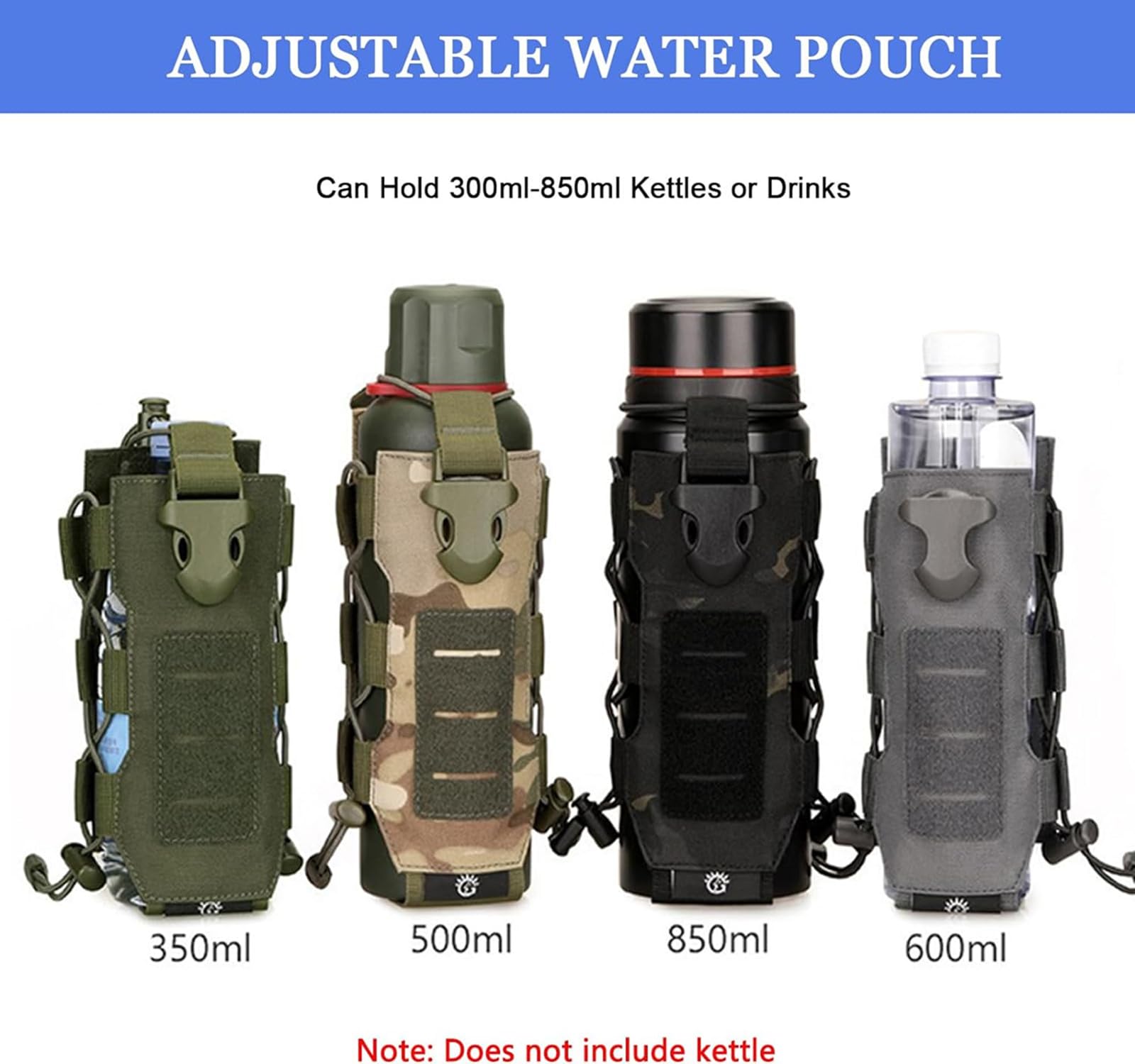 Tactical MOLLE Water Bottle Pouch - Adjustable Hydration Carrier for Hiking, Hunting & Outdoor