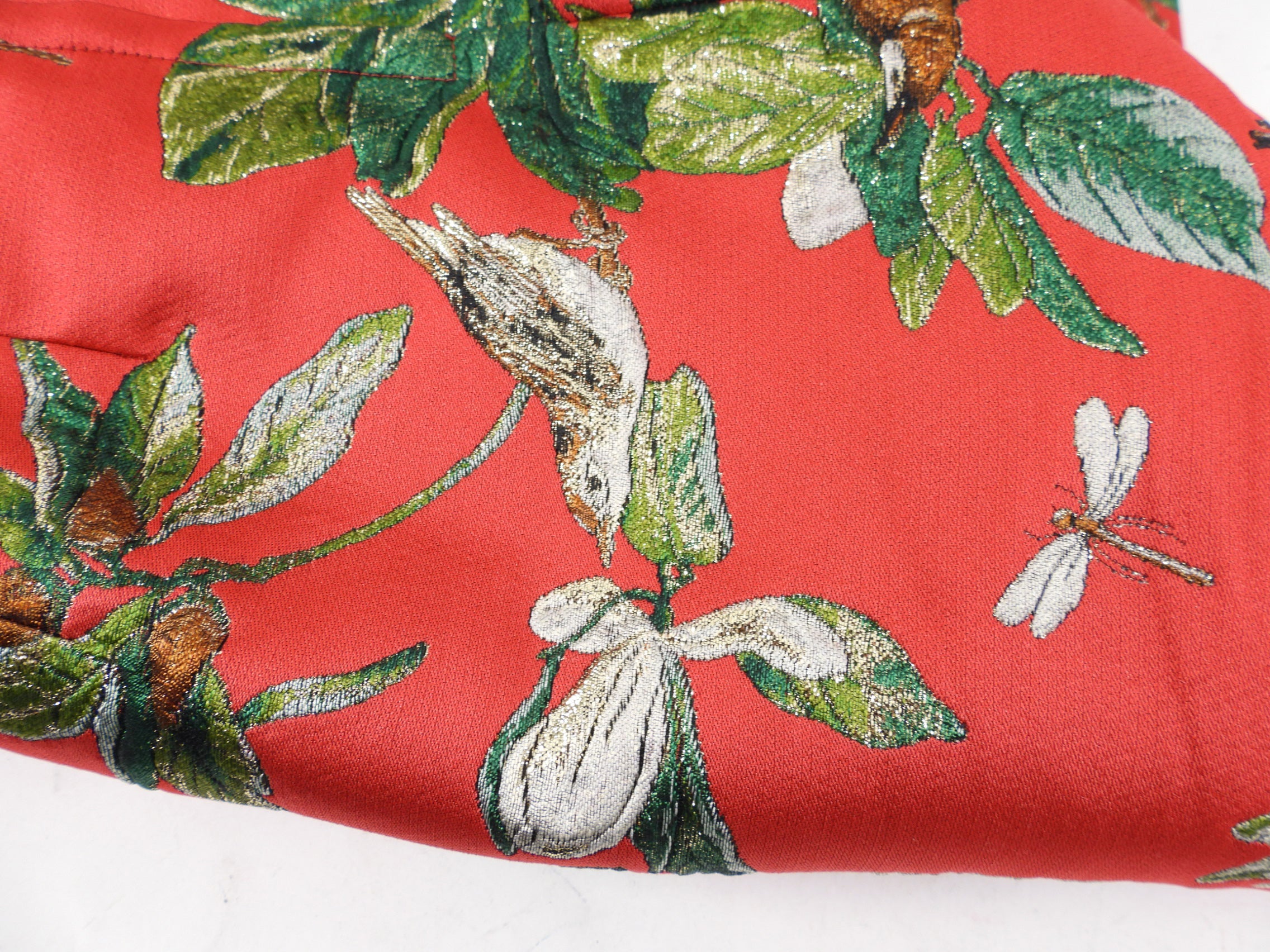 Dolce & Gabbana Women's Red Green Gold Brocade Birds Print Mini Skirt Size IT38 (US 2 XS) - Perfect for Parties, Night Out and Fashion Events