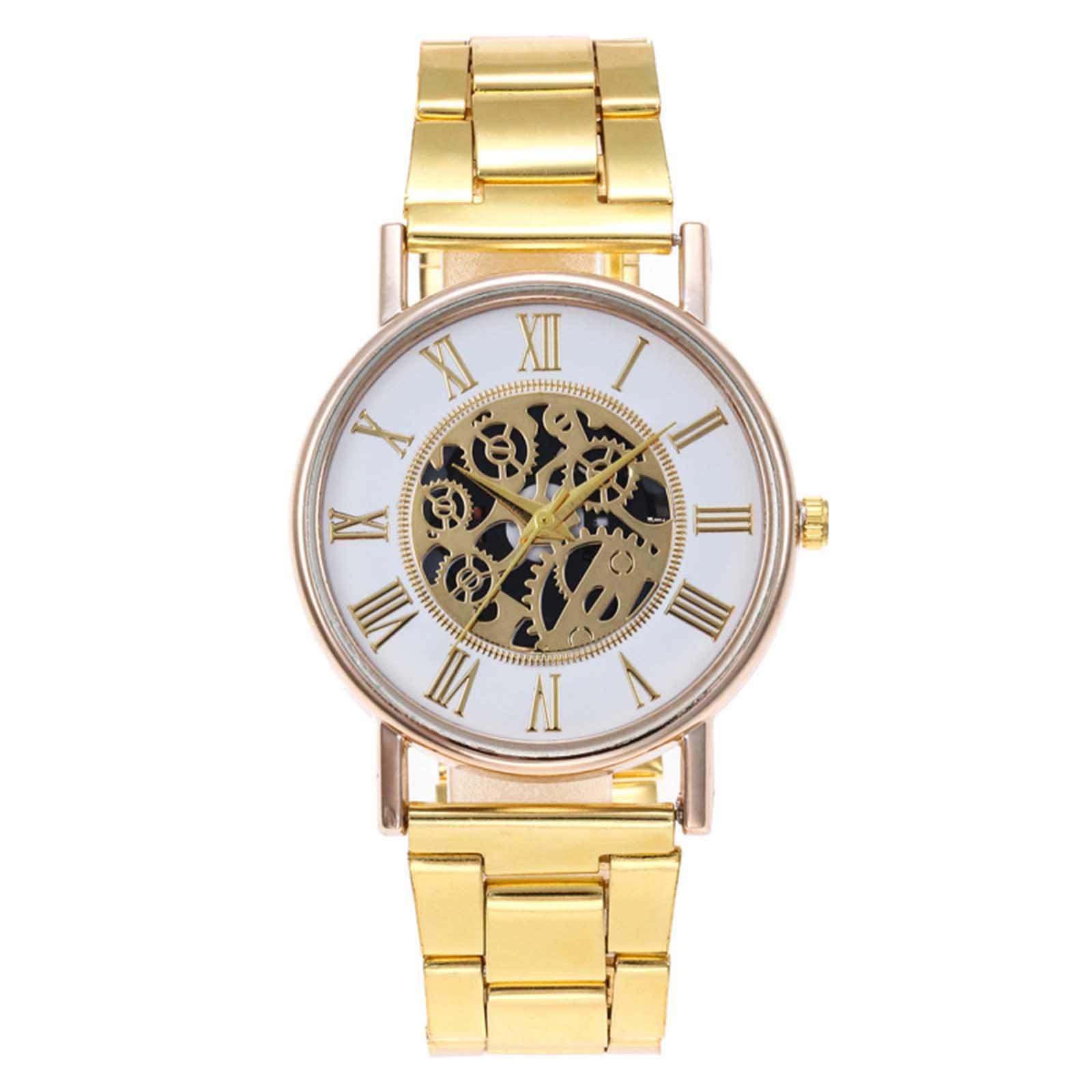 Stylish Men's Analog & Digital Watch - Hollow Steel Band Quartz Business Watch for Men - Perfect for Office, Formal Events & Everyday Wear