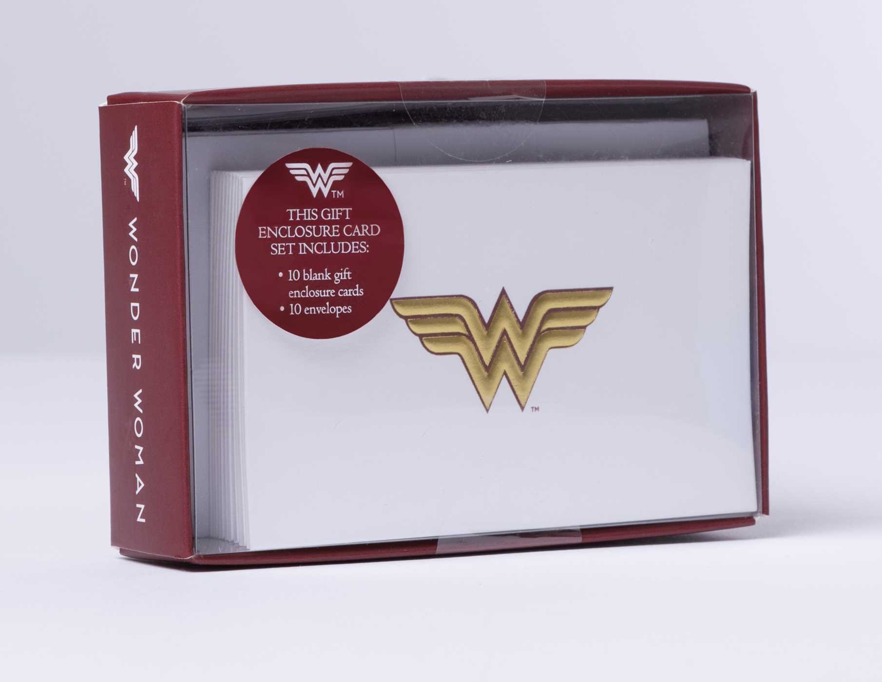DC Comics Wonder Woman Foil Gift Enclosure Cards - Set of 10 Premium Greeting Cards for Birthday, Wedding, Thank You Notes & Special Occasions