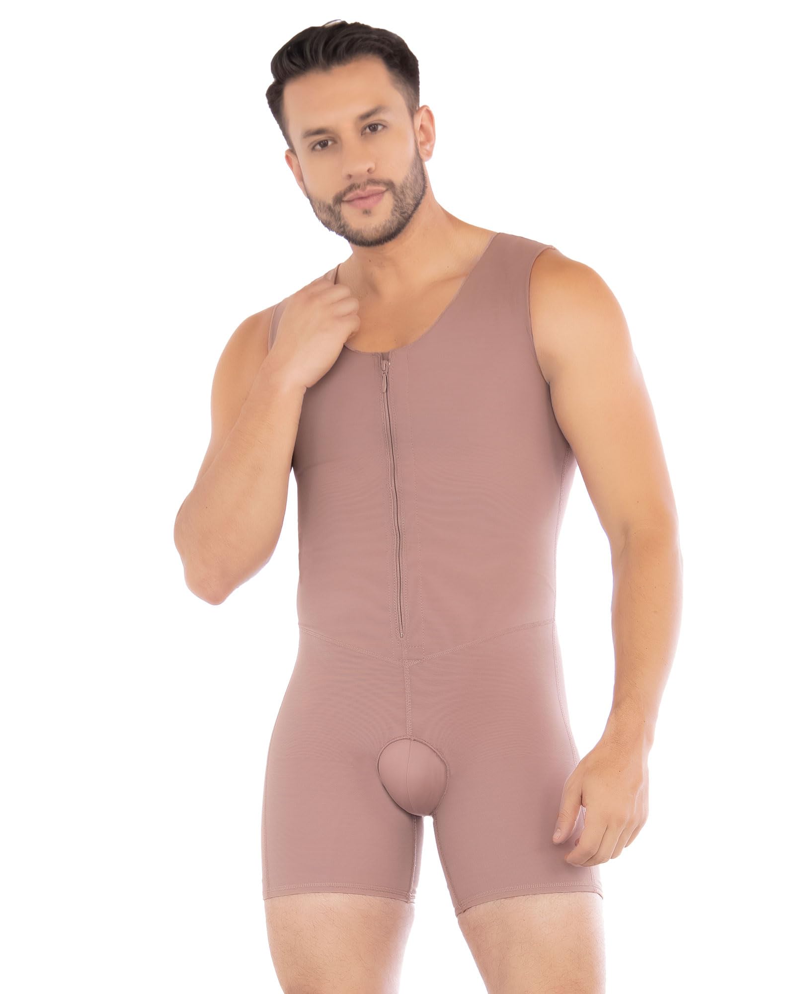 D'PRADA Colombian High Compression Shapewear for Men - Slimming Waist Trainer with Front Zipper | Post-Surgery, Workout & Everyday Use