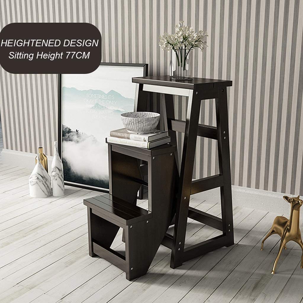 3-Tier Foldable Wooden Step Stool - Portable Ladder Stool for Bedroom, Bathroom, Storage & Multi-Purpose Use | Non-Slip, Space-Saving Design for Home Organization & Kids Safety