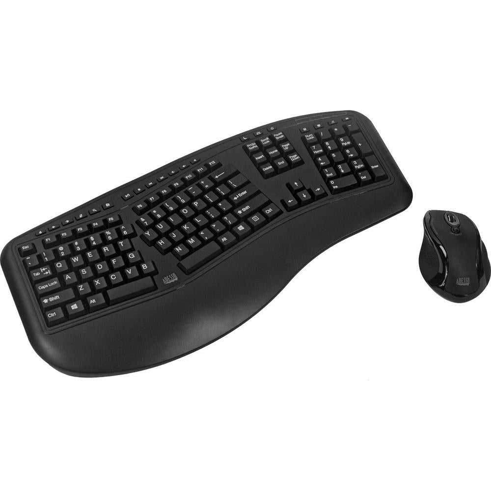 Adesso Tru Form Media 1500 Wireless Ergonomic Keyboard and Laser Mouse Combo - WKB 1500GB | Comfortable Typing for Office & Gaming | Ergonomic Design Reduces Wrist Strain | Perfect for Home, Work & PC Setup