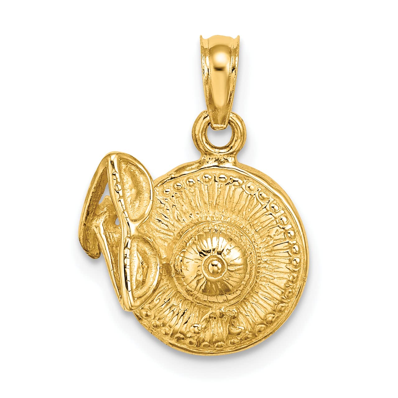 14K Yellow Gold 3D Sunhat with Sunglasses Charm Pendant Necklace - Elegant Summer Beach Jewelry Gift for Women