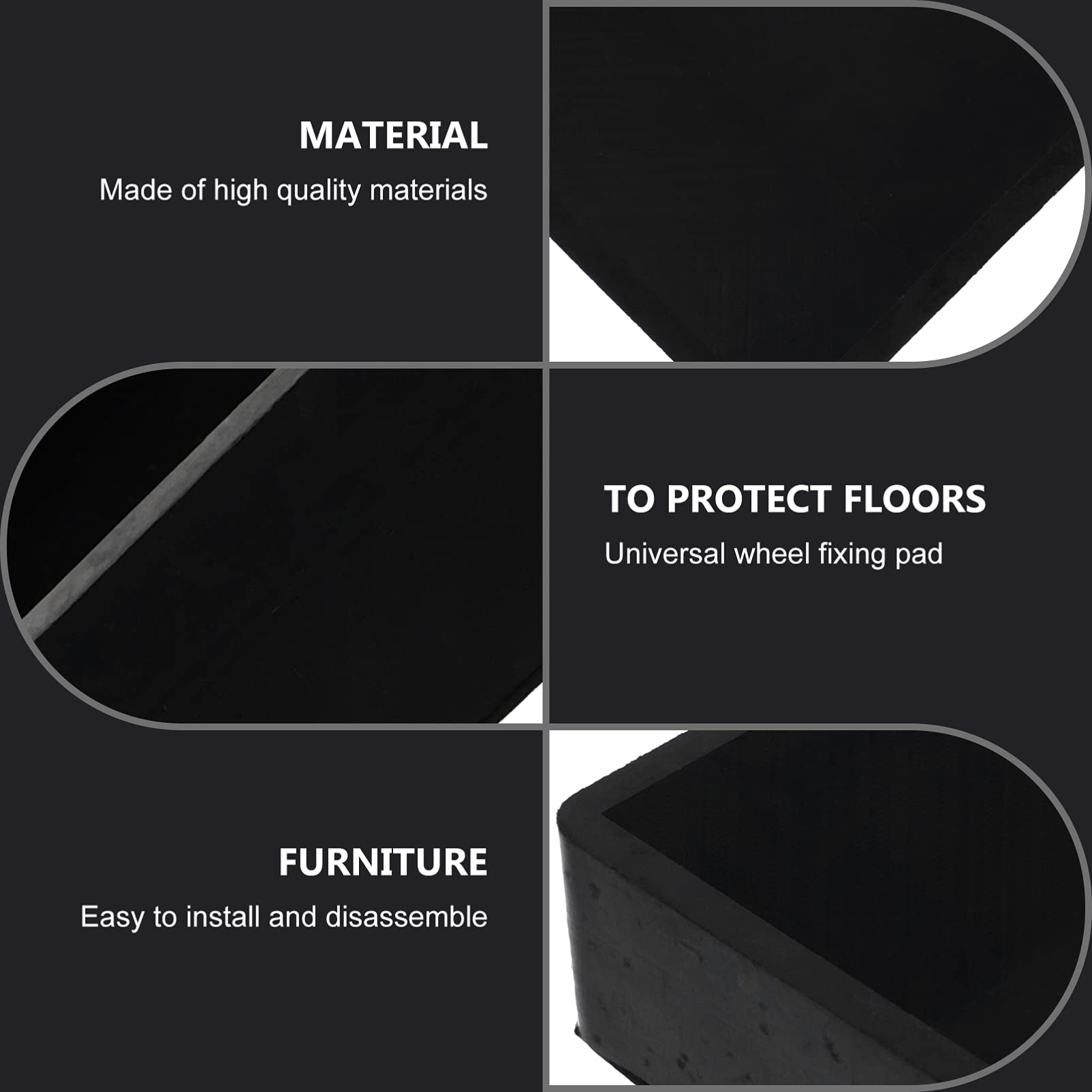 DOITOOL 4-Pack Non-Slip Furniture Wheel Pads - Heavy Duty Rubber Castor Cups for Sofa, Chair & Table Legs - Protects Hardwood Floors & Carpets from Scratches - Ideal for Home, Office & Moving Furniture