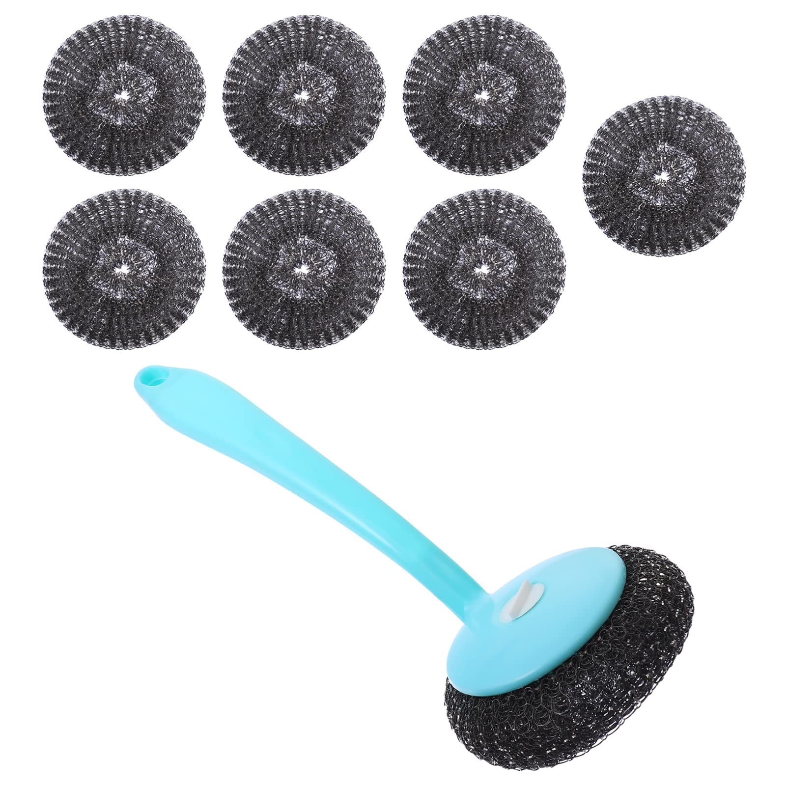 Premium Steel Wire Ball Brush Set - Heavy Duty Cleaning Brush for Pans, Pots & Dishes | Kitchen Scrubber for Tough Grease & Burnt Food Removal | Ideal for Home Kitchen, BBQ Grill & Camping Cookware Cleaning