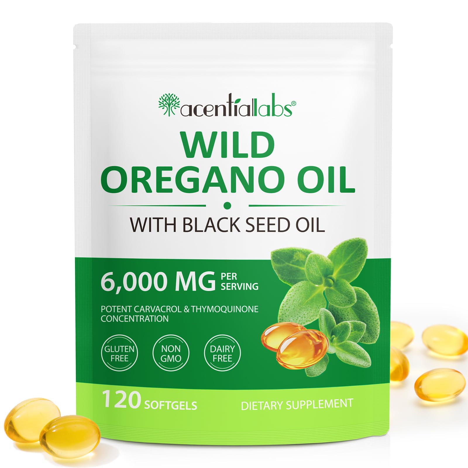 Organic Oregano Oil with Black Seed Oil Capsules - Non-GMO, Gluten Free Immune Support Supplement | Pure Oregano Essential Oil Softgels for Respiratory & Digestive Health | Perfect for Daily Wellness & Travel Protection