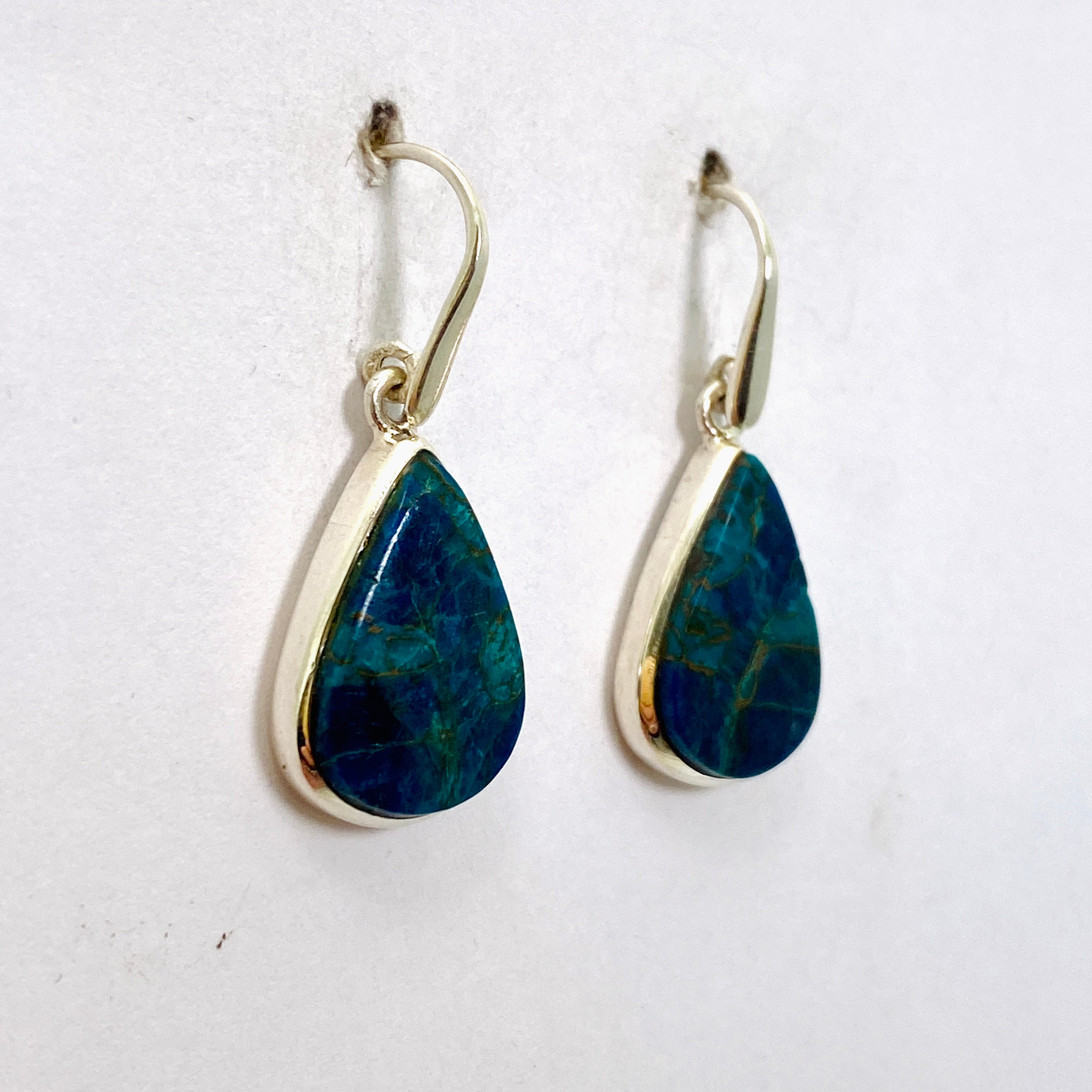 Shattuckite Teardrop Cabochon Earrings - Handmade Blue Gemstone Jewelry for Women | Perfect for Boho Style, Gift Giving & Special Occasions
