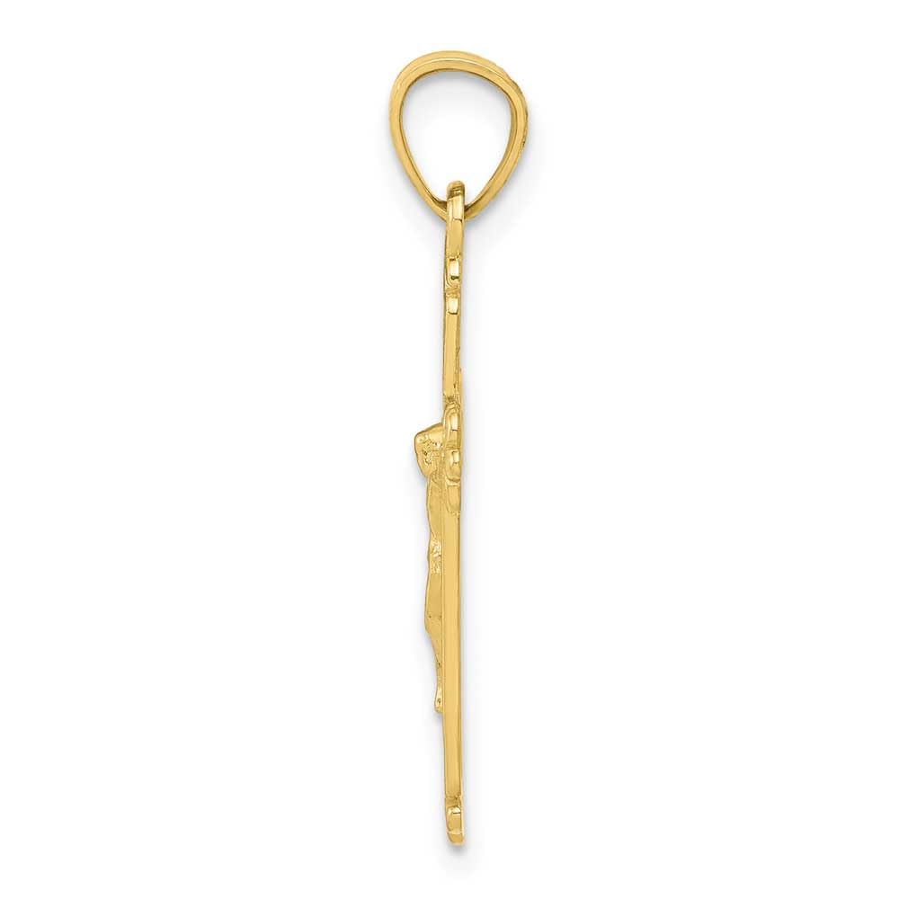 10K Yellow Gold Crucifix Pendant for Men & Women - Religious Cross Necklace for Baptism, First Communion & Everyday Faith Jewelry - Durable & Hypoallergenic Gold Plated Christian Gift