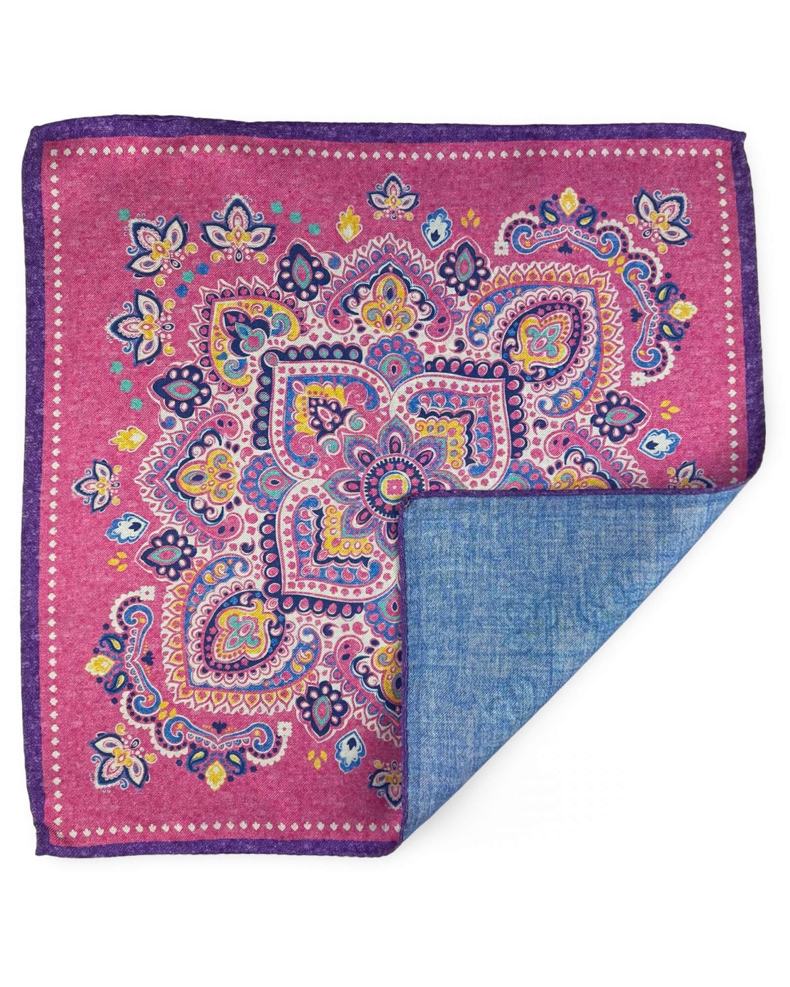 DÉCLIC Pasar Pattern Reversible Hanky Scarf - Light Blue Cotton Fashion Accessory for Women, Perfect for Casual Outfits, Beach Cover-ups, and Summer Styling
