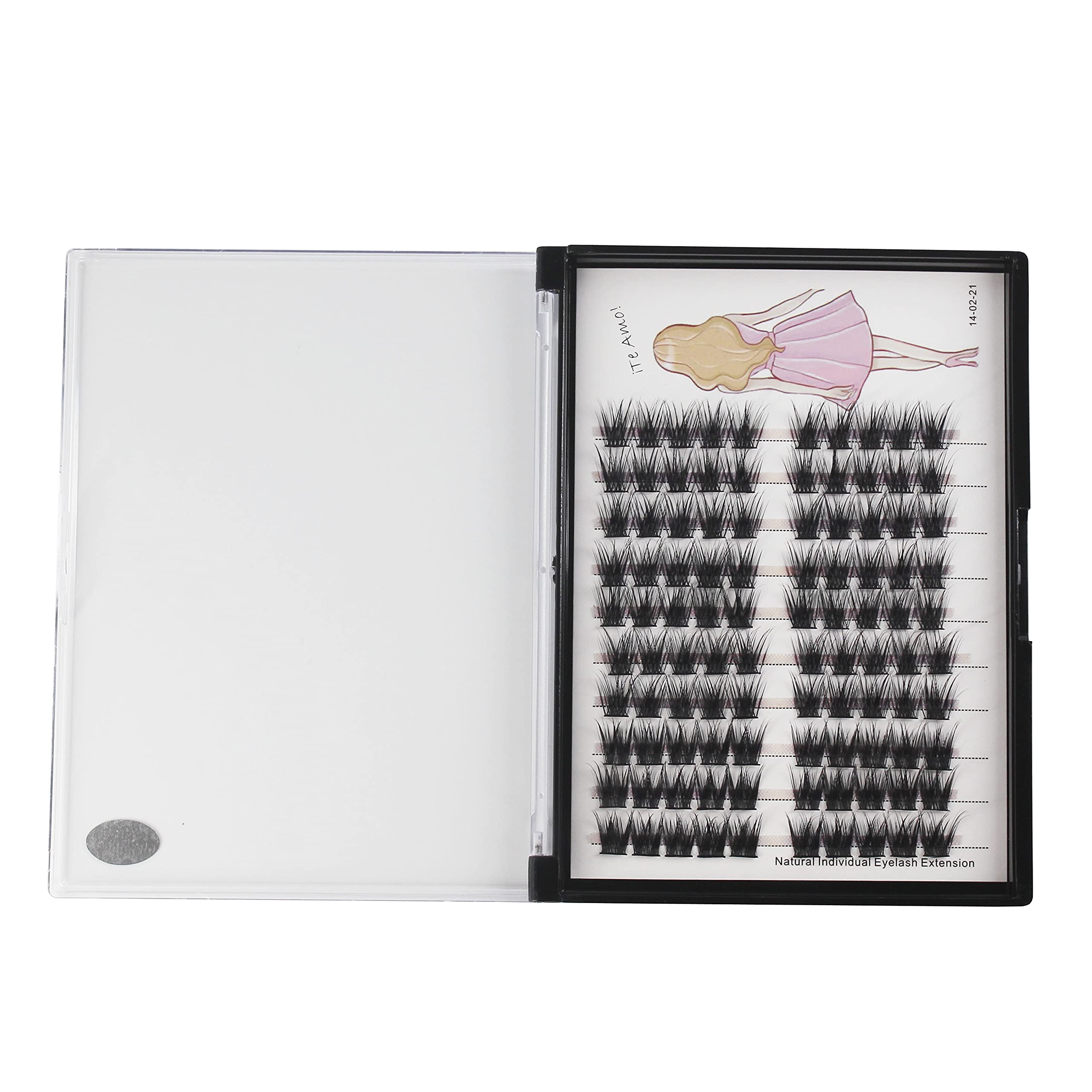 Professional 3D Effect False Eyelashes - 100 Clusters/Box, Thick Segmented Glue Bonded Individual Eyelash Extensions (14mm) for Natural Volume & Dramatic Look - Perfect for Weddings, Parties, and Daily Makeup Enhancement