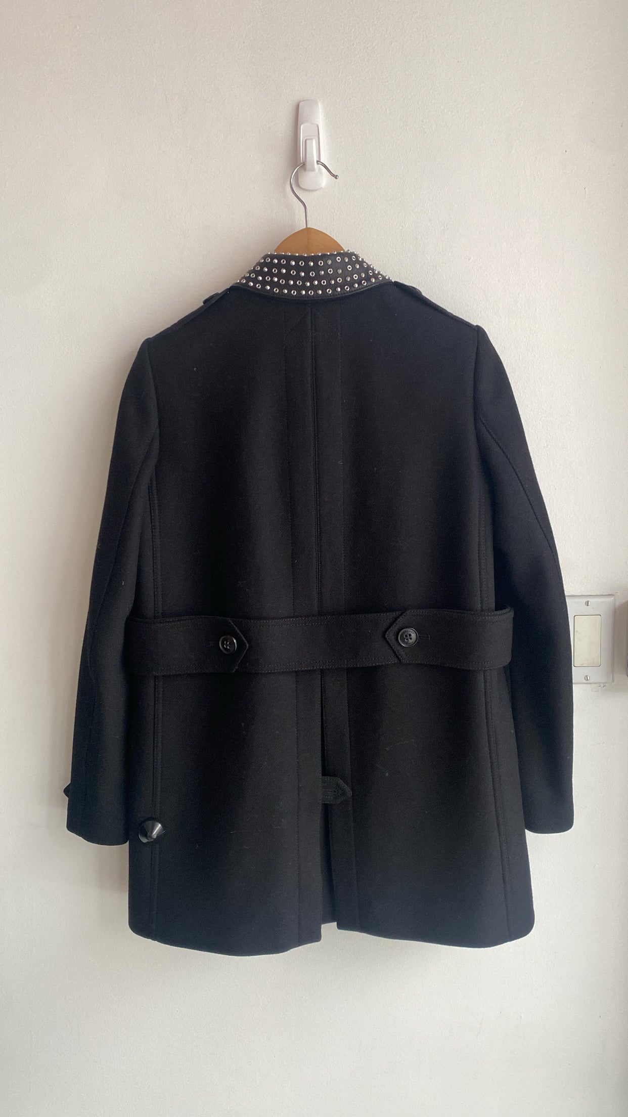 Burberry Studded Wool Jacket for Women - Classic British Tweed Coat with Metal Studs | Perfect for Fall Winter Fashion, Office Wear & Evening Outfits