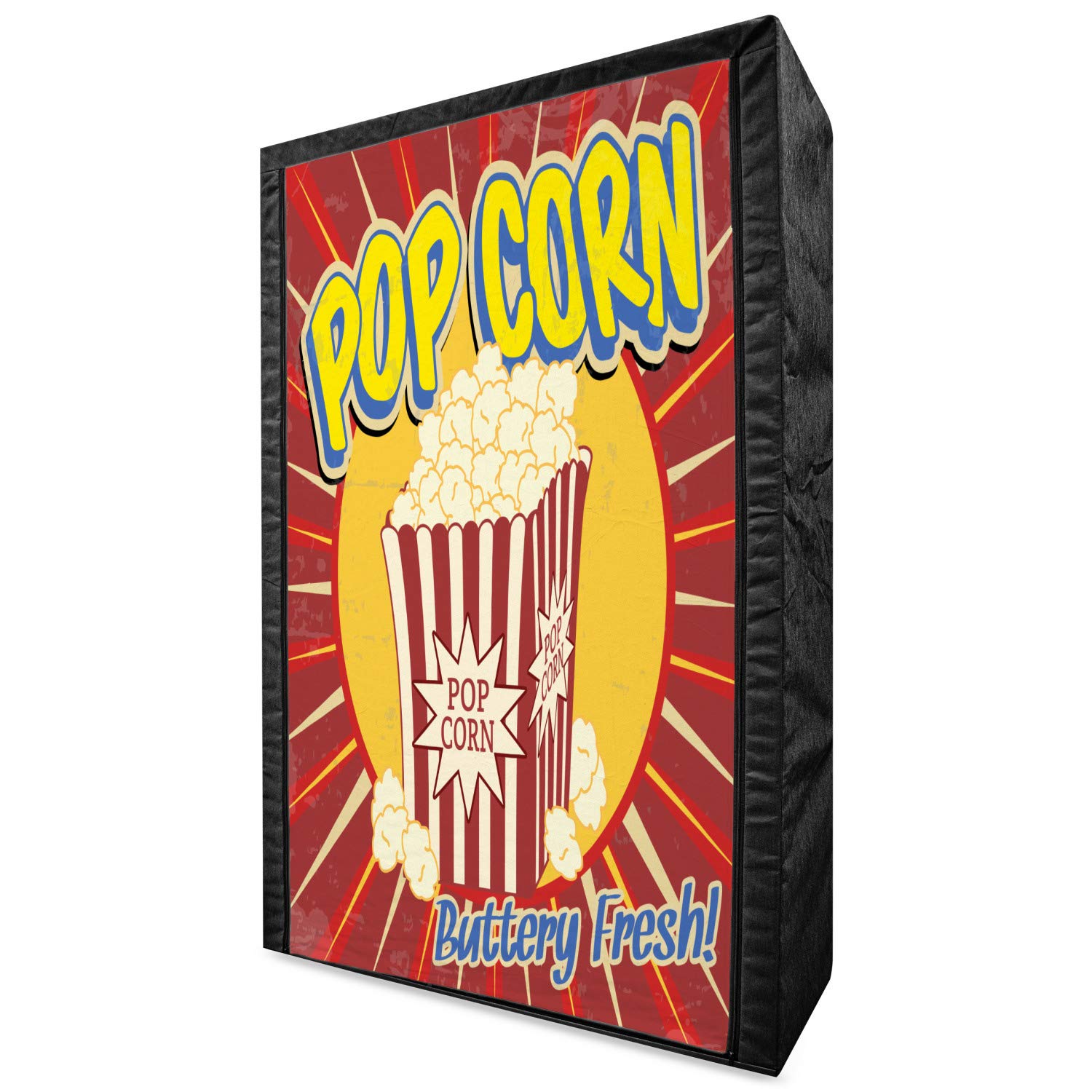 Ambesonne Vintage Popcorn Movie Fabric Wardrobe - 42.5 Inch Portable Clothing Organizer with Shelves, Retro Cinema Design Multicolor Storage Closet for Bedroom, Dorm or Travel Use