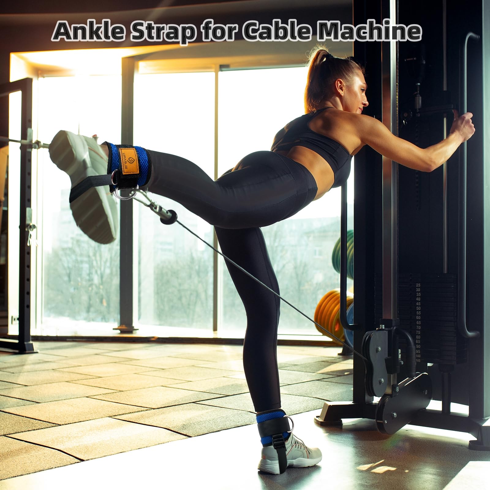 Adjustable Ankle Straps for Dumbbells, Weights & Cable Machines - Foot Dumbbell Attachment & Tibialis Trainer - Perfect for Leg Extensions & Strength Training (Men & Women) - Gym, Home Workout & Physical Therapy
