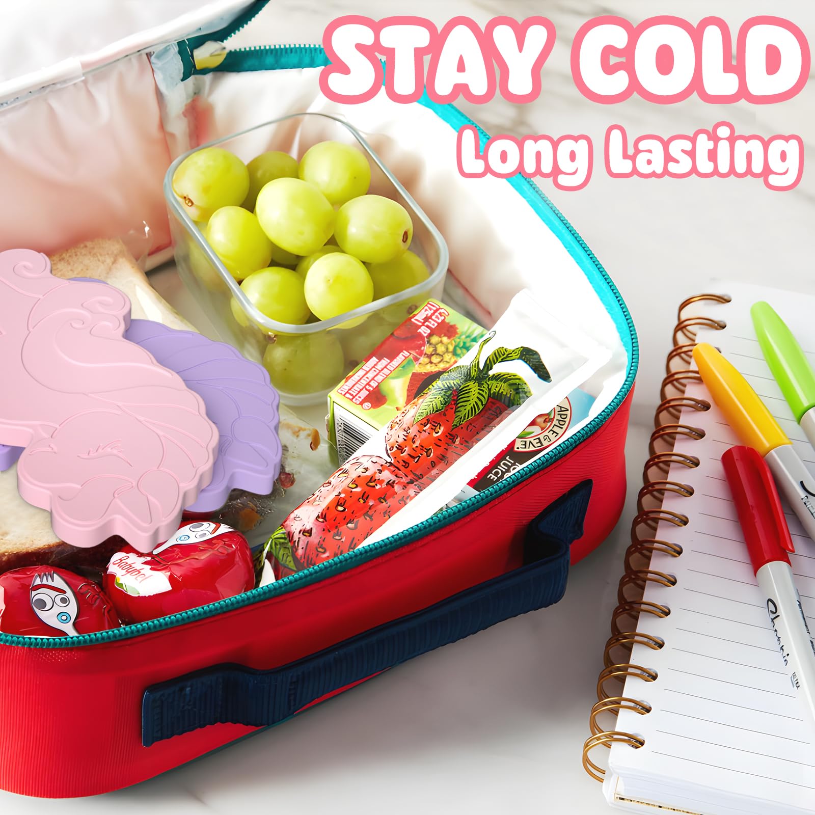 HiYZ Unicorn Ice Packs for Lunch Boxes - Reusable Kids Ice Packs - Quick Freeze, Space Saving, Long-Lasting Cooler for Lunch Box, Thin Ice Packs Ideal for Travel, Picnics, and School - Perfect for Kids' Lunches, Camping Trips & Outdoor Adventures