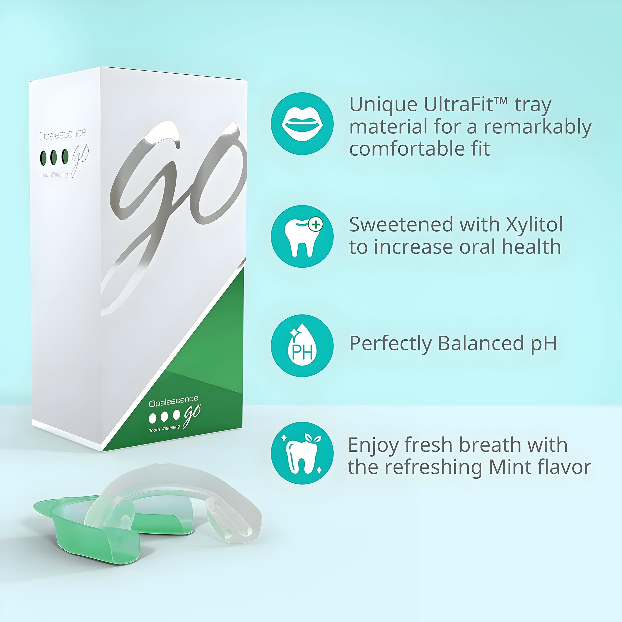 Opalescence Go Teeth Whitening Kit - 15% Hydrogen Peroxide Prefilled Trays (4 Treatments, 3 Packs) - Cool Mint Flavor for Sensitive Teeth - Professional Dental Whitening Solution by Ultradent - Perfect for Home Use, Travel & Special Occasions