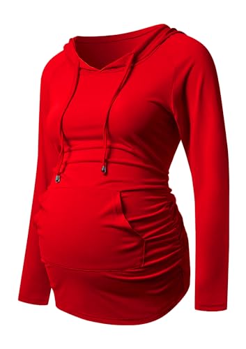 Maternity Hooded Shirt - Red
